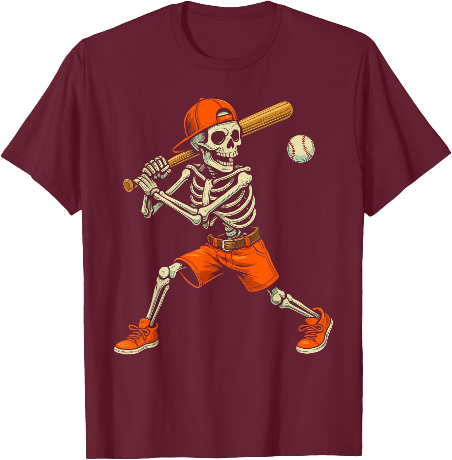 Funny Skeleton Baseball Halloween Costume T-Shirt for Kids and Men - 2