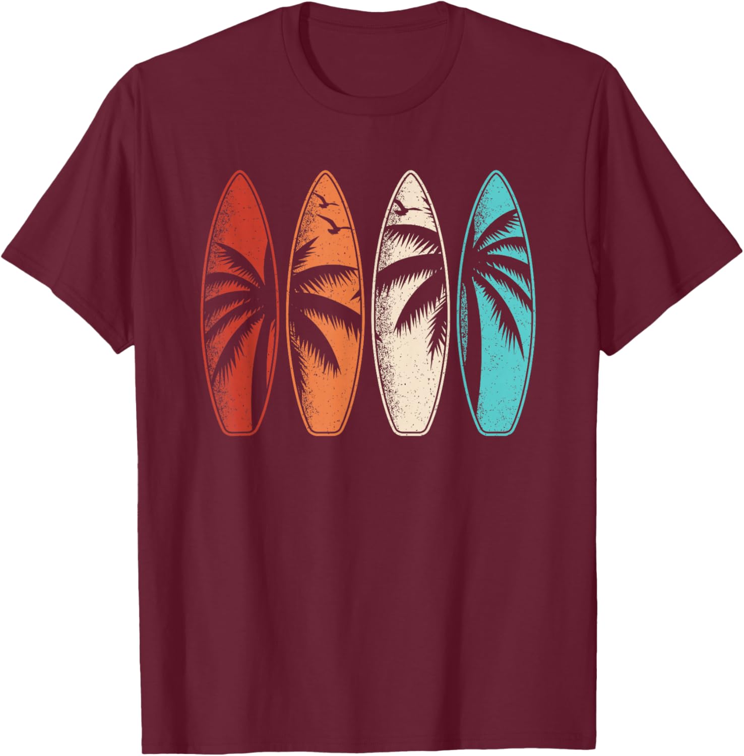 Tropical Hawaii Surfing Palm Tree Retro Surfboard T-Shirt Design - 23