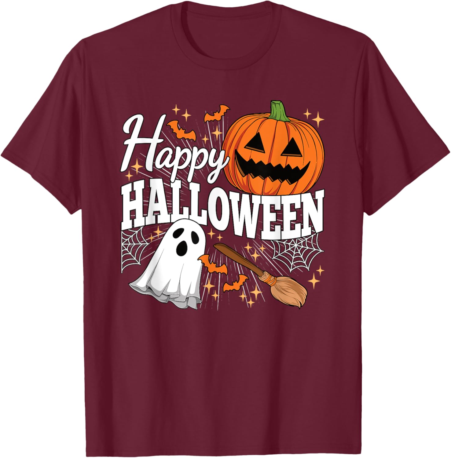 Happy Halloween Ghost Pumpkin Tee for Men, Women, and Kids - 2