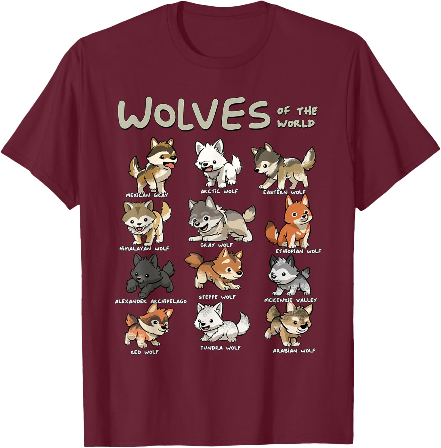 Charming Chibi Wolf T-Shirt for Animal Lovers - Cute Wolves Design - 19