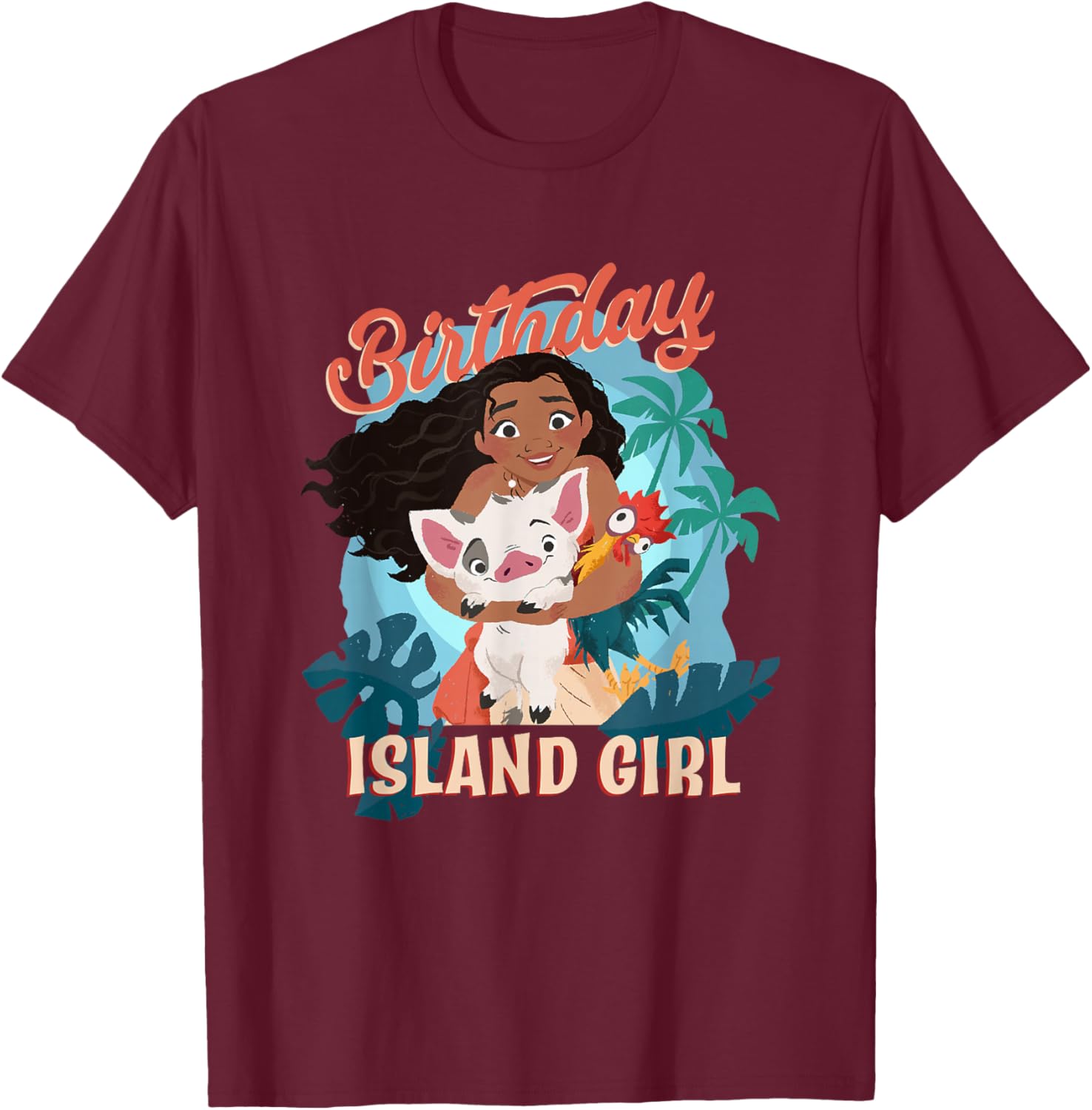 Disney Moana Island Girl T-Shirt with Pua and Hei Hei Big Logo - 7