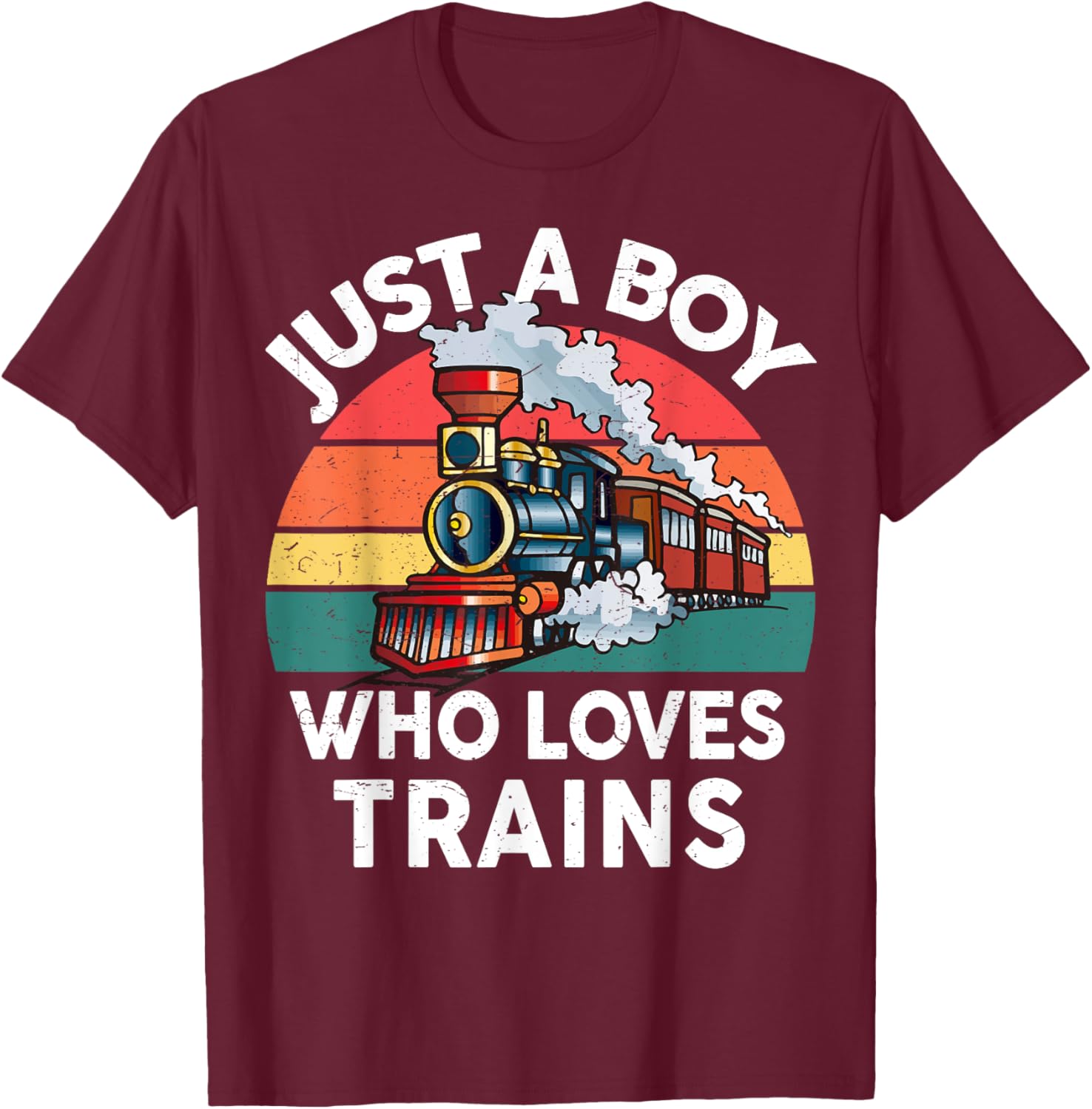Funny Kids Train Lover T-Shirt Just A Boy Who Loves Trains Graphic Tee - 5
