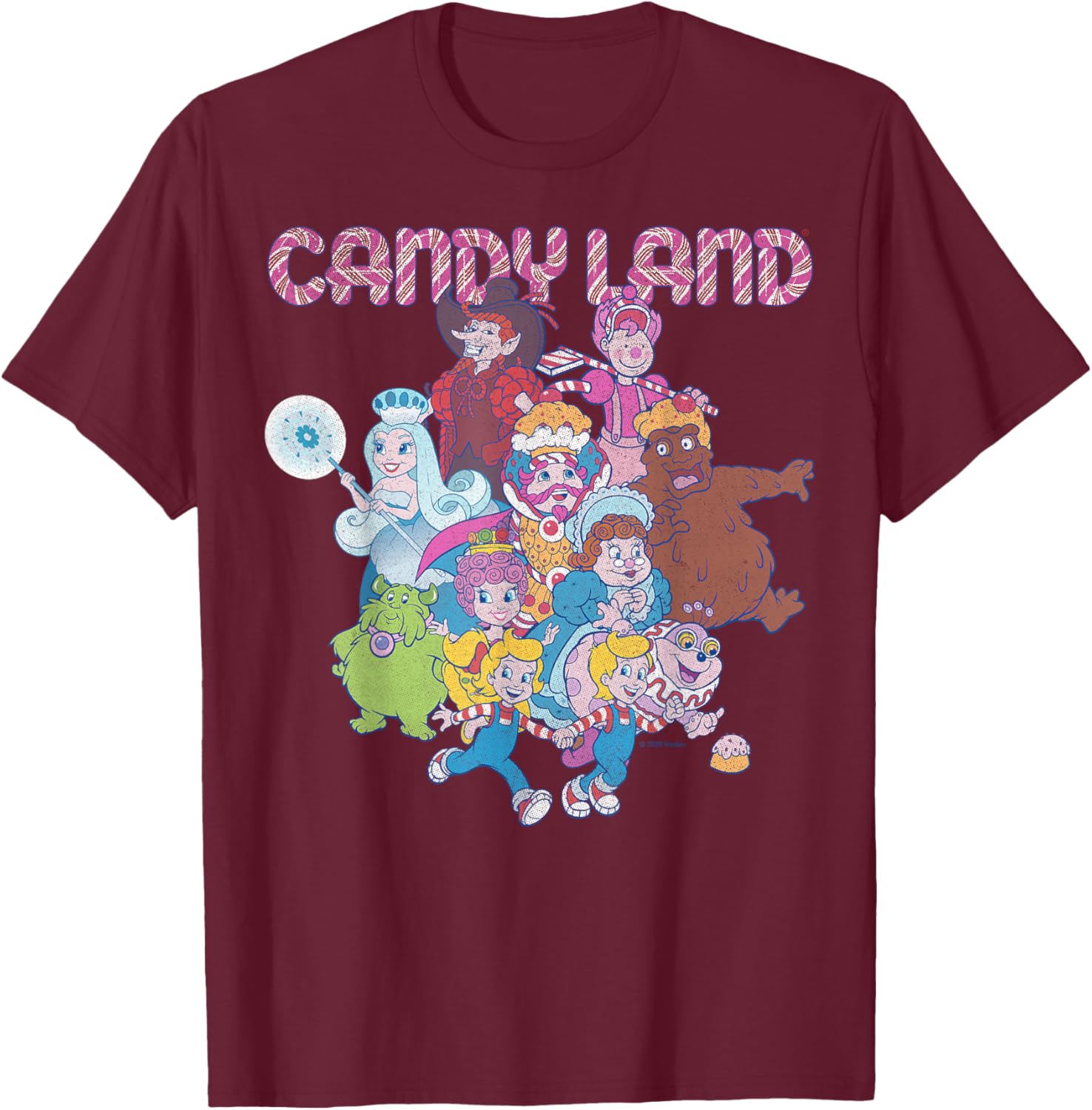 Candy Land Retro Game Characters Group Shot Logo T-Shirt for Fun Lovers - 2