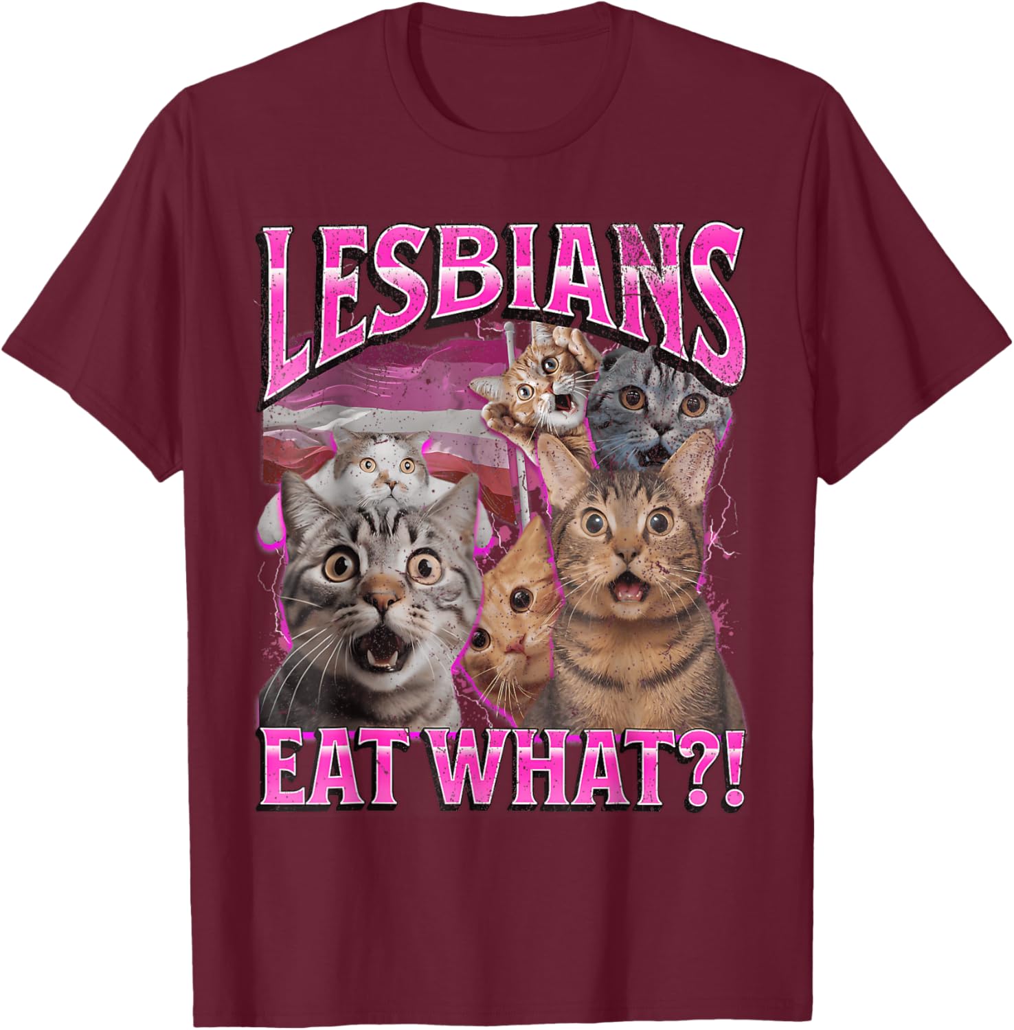 Funny Cat LGBTQ Pride T-Shirt with Lesbians Eat What Pun - Great Gift! - 13