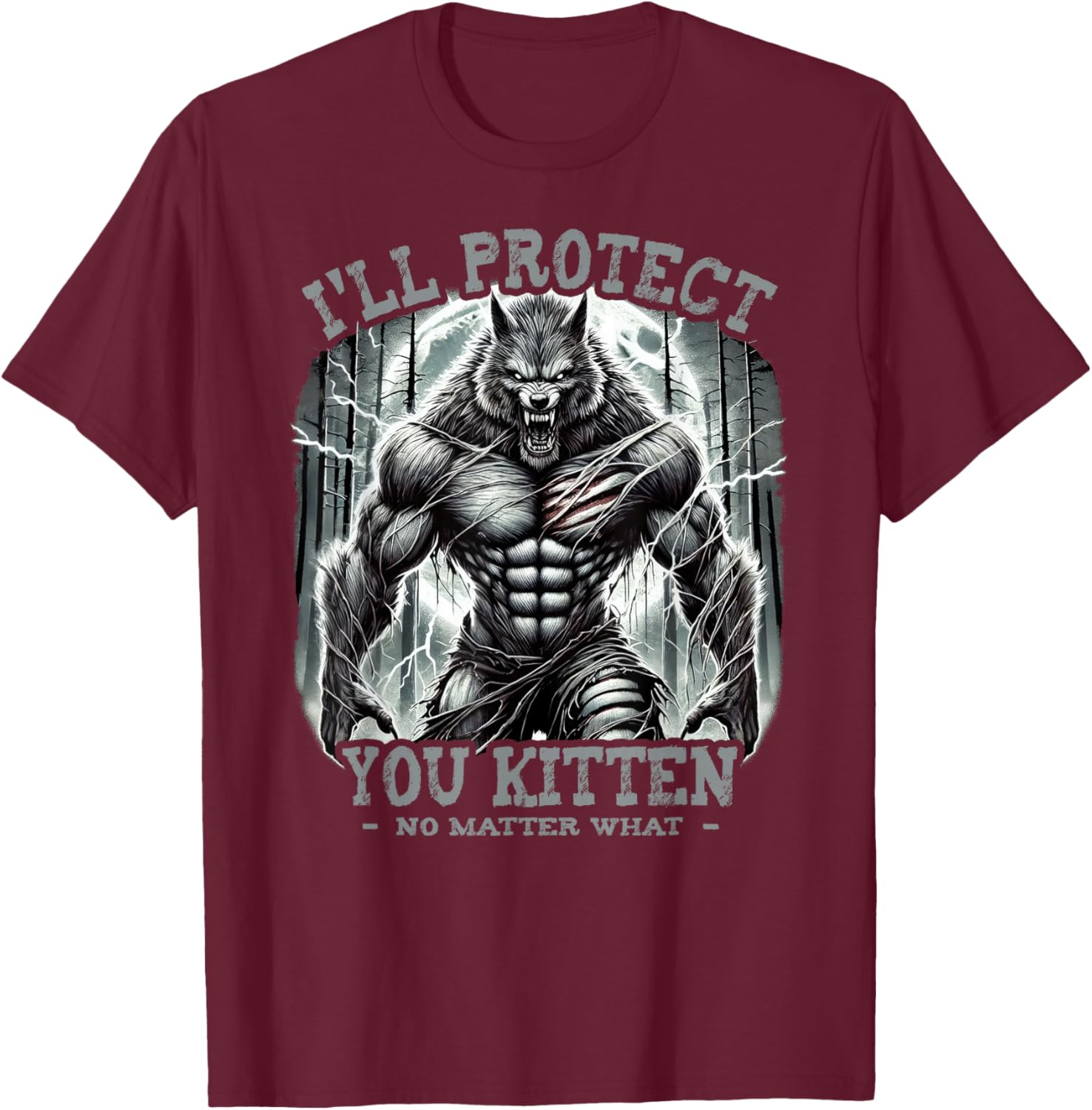 Funny Graphic Tee I'll Protect You Kitten Alpha Wolf T-Shirt for Pet Lovers - 2
