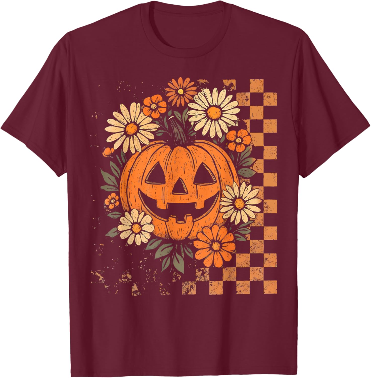 Vintage Floral Boho Pumpkin Halloween T-Shirt for Fall Fun - 10