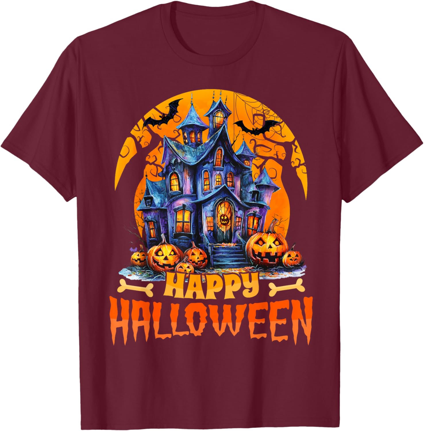 Happy Halloween Haunted House T-Shirt for Men and Women Costume Fun - 8