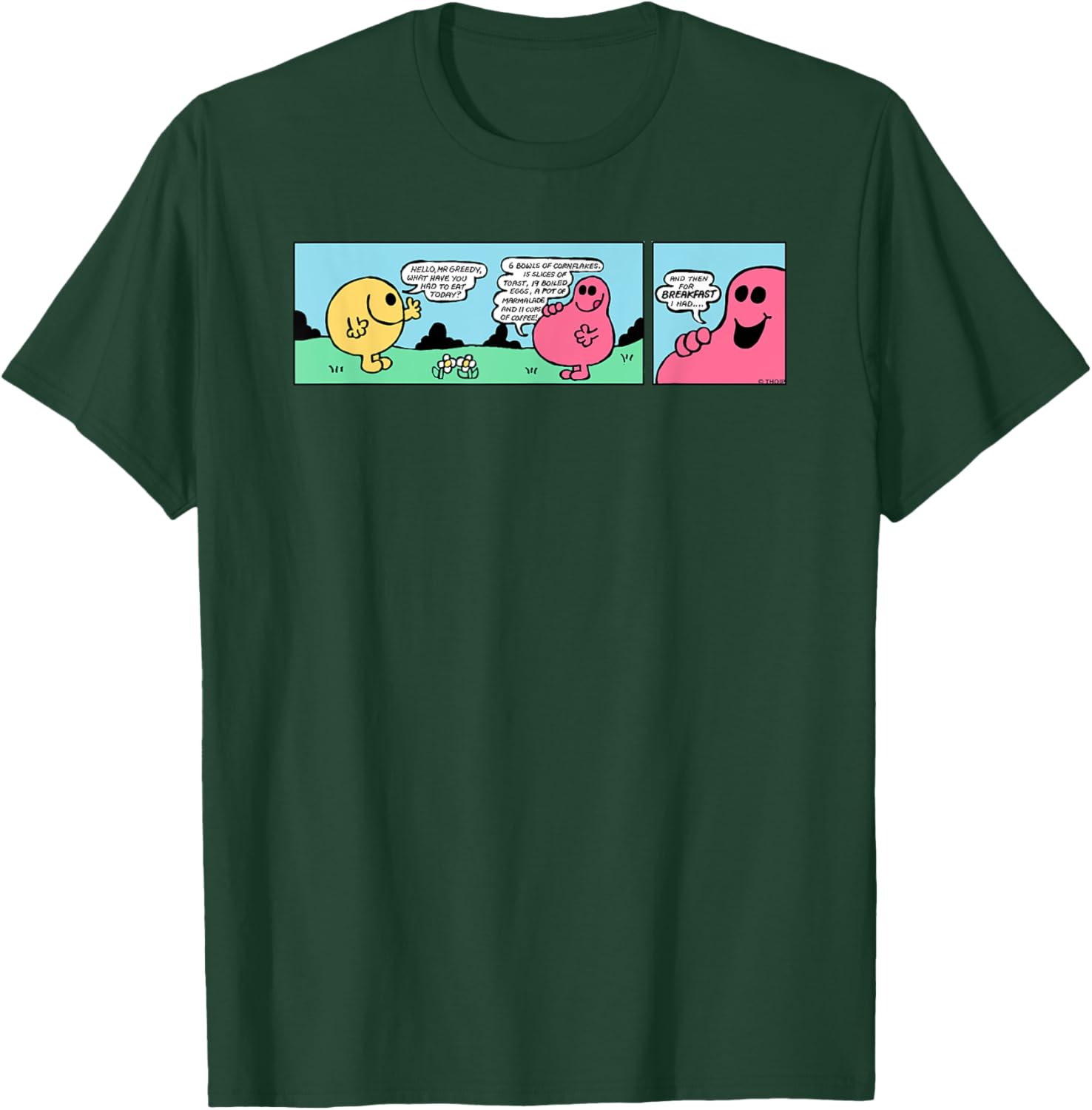Mr Men Mr Greedy Retro Comic Book T-Shirt Colorful Fun Apparel - 6