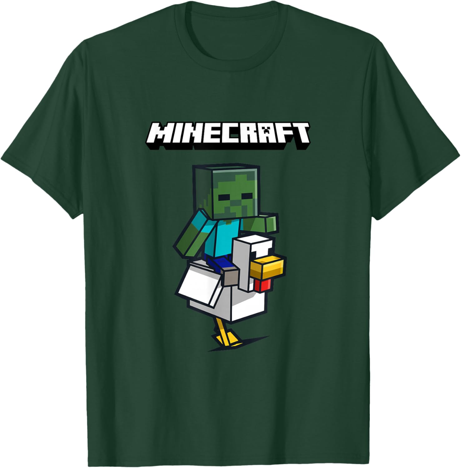 Cool Minecraft Zombie Ride Chicken Jockey T-Shirt for Gamers and Fans - 8