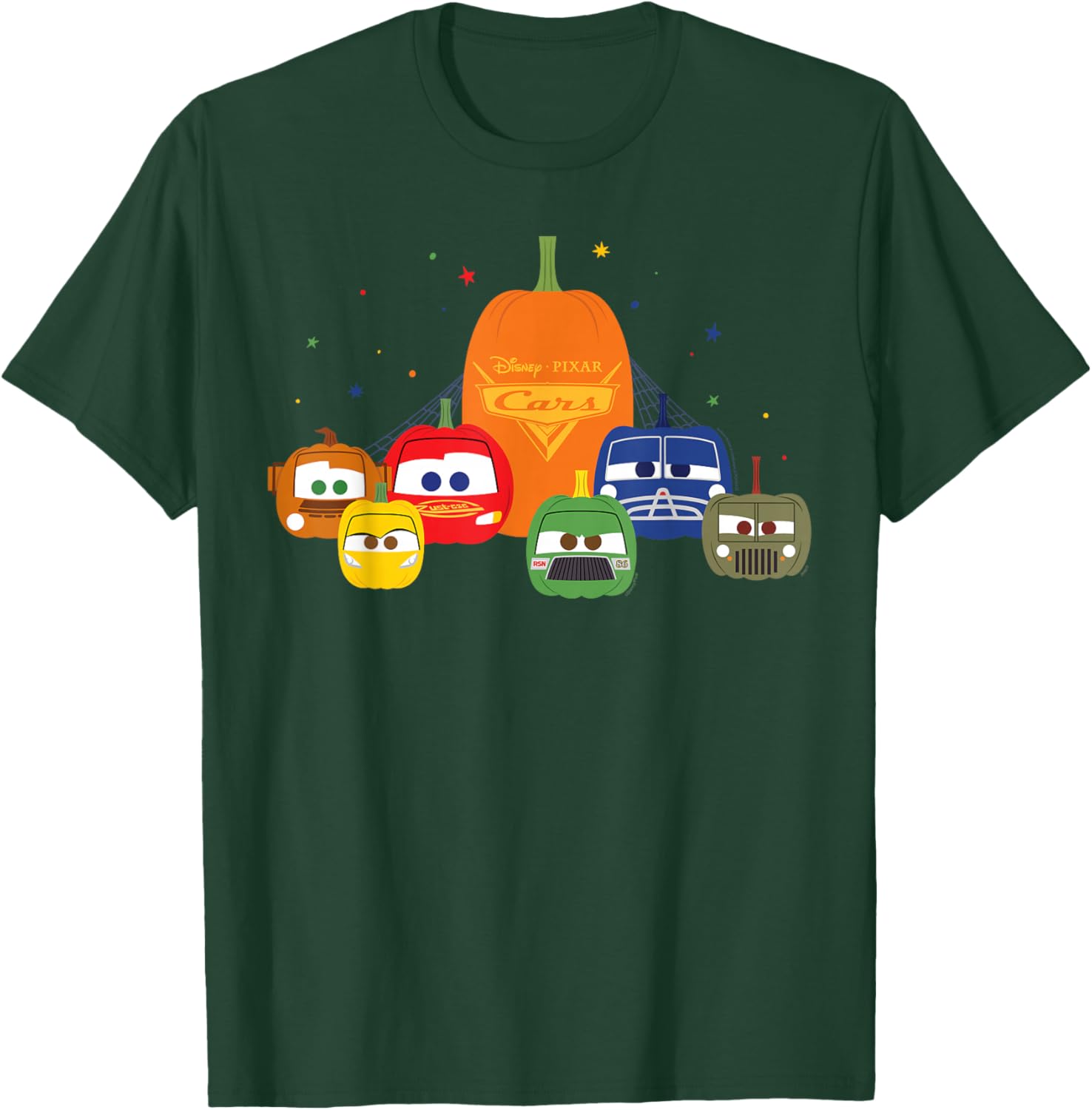 Disney Pixar Cars Halloween Pumpkin Group T-Shirt for Kids and Families - 6
