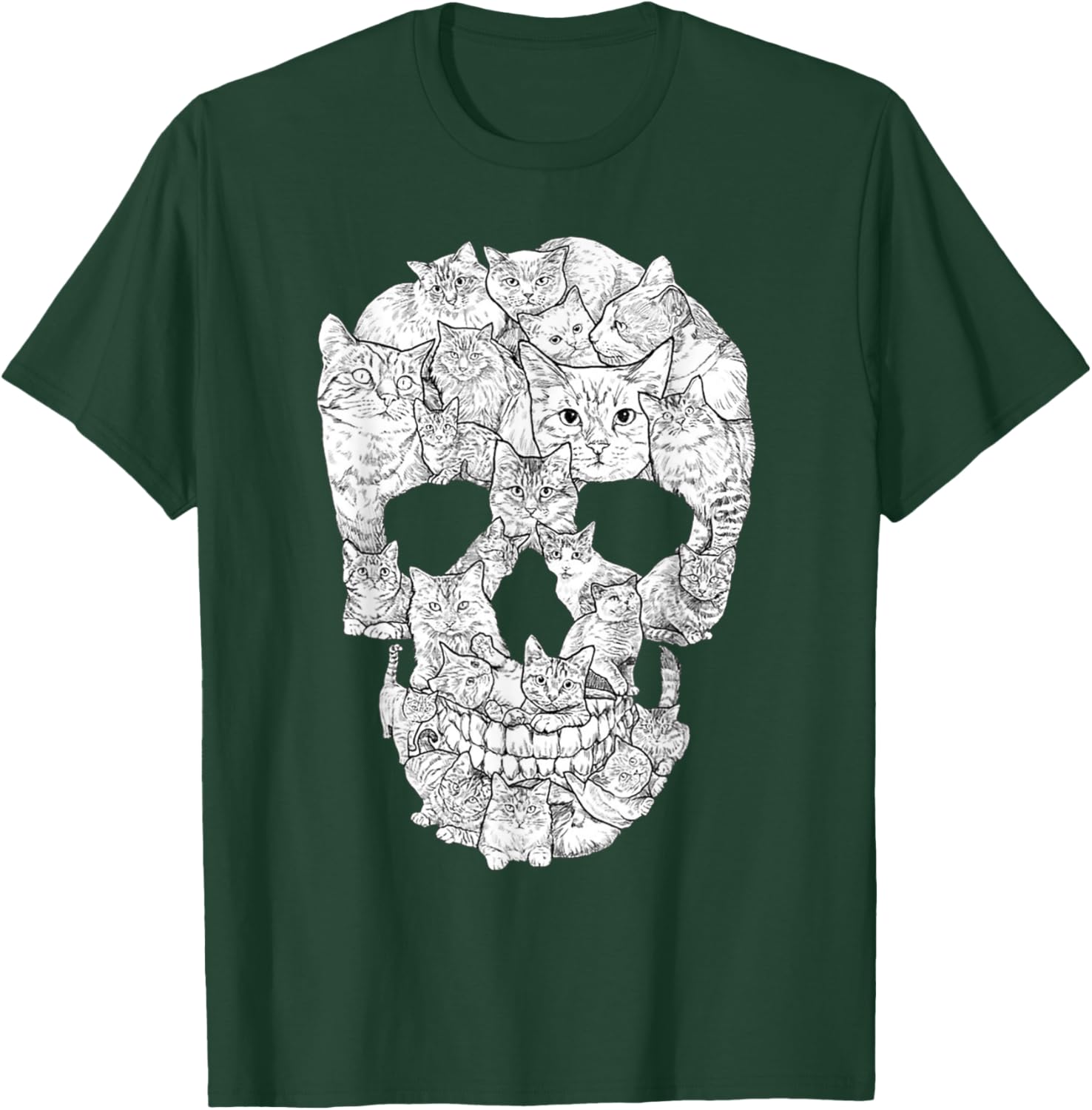 Cat Skull T-Shirt for Halloween - Fun Kitty Skeleton Tee for All Ages - 20