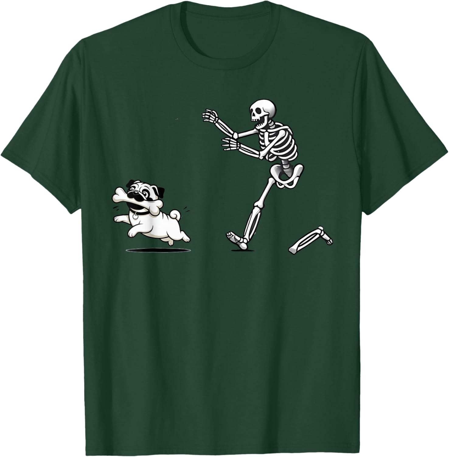 Funny Pug Stealing Bone from Skeleton T-Shirt for Dog Lovers - 22