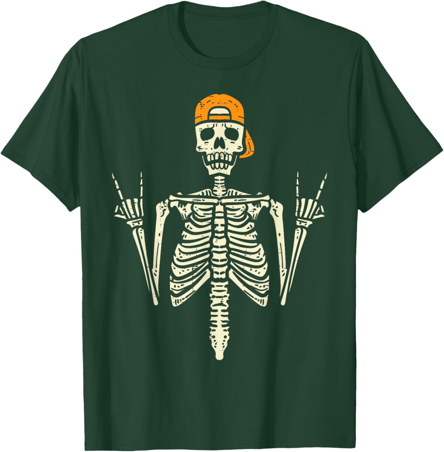 Cool Rocker Skeleton Cap Skater T-Shirt for Halloween Punk Rock Style - 1