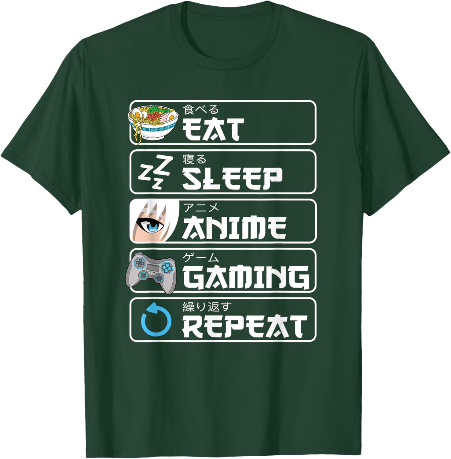 Eat Sleep Anime Gaming Repeat T-Shirt for Otaku Boys and Men - 21