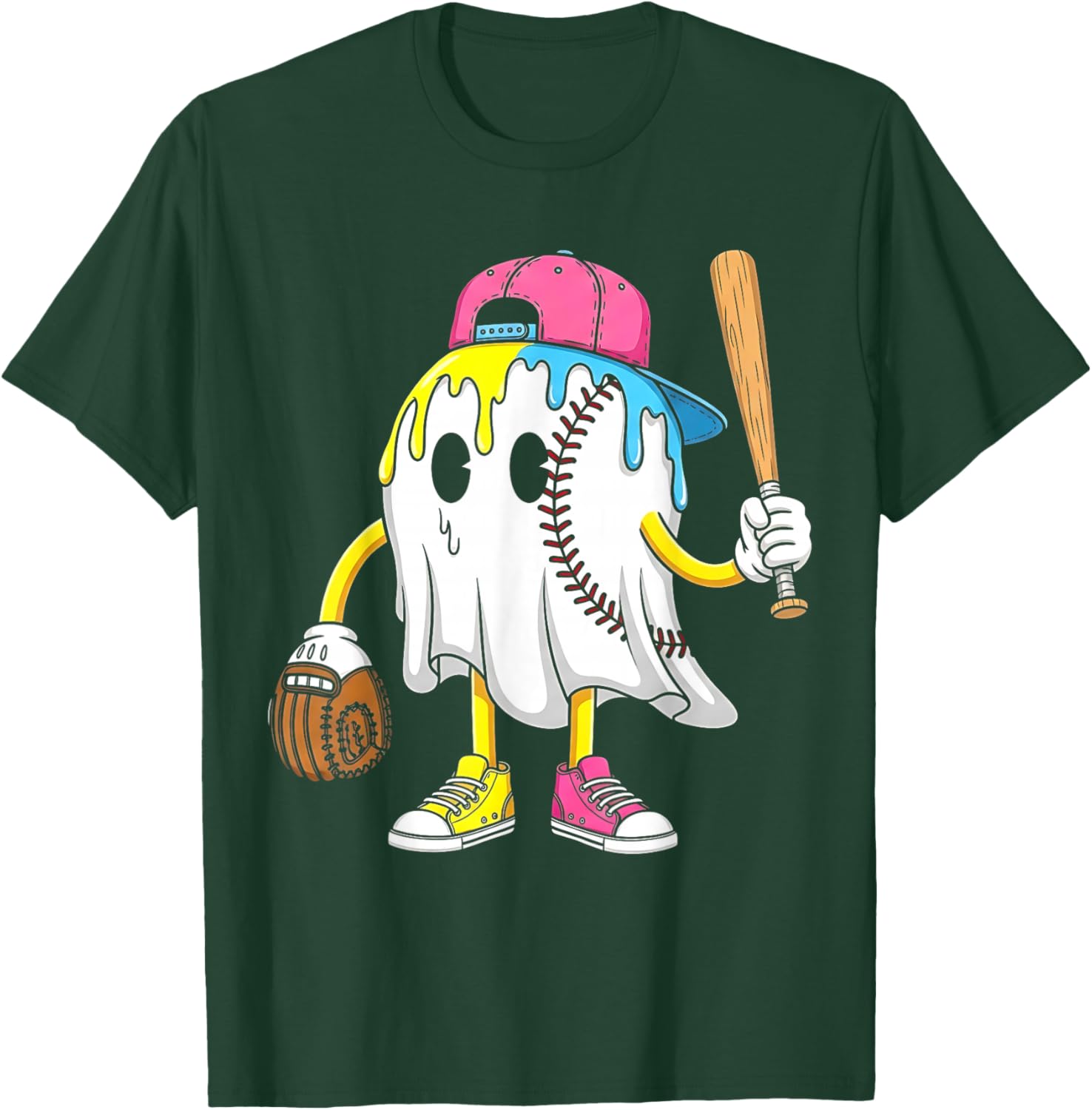 Funny Halloween Baseball Shirt for Boys with Ghost Graphic Design - 11