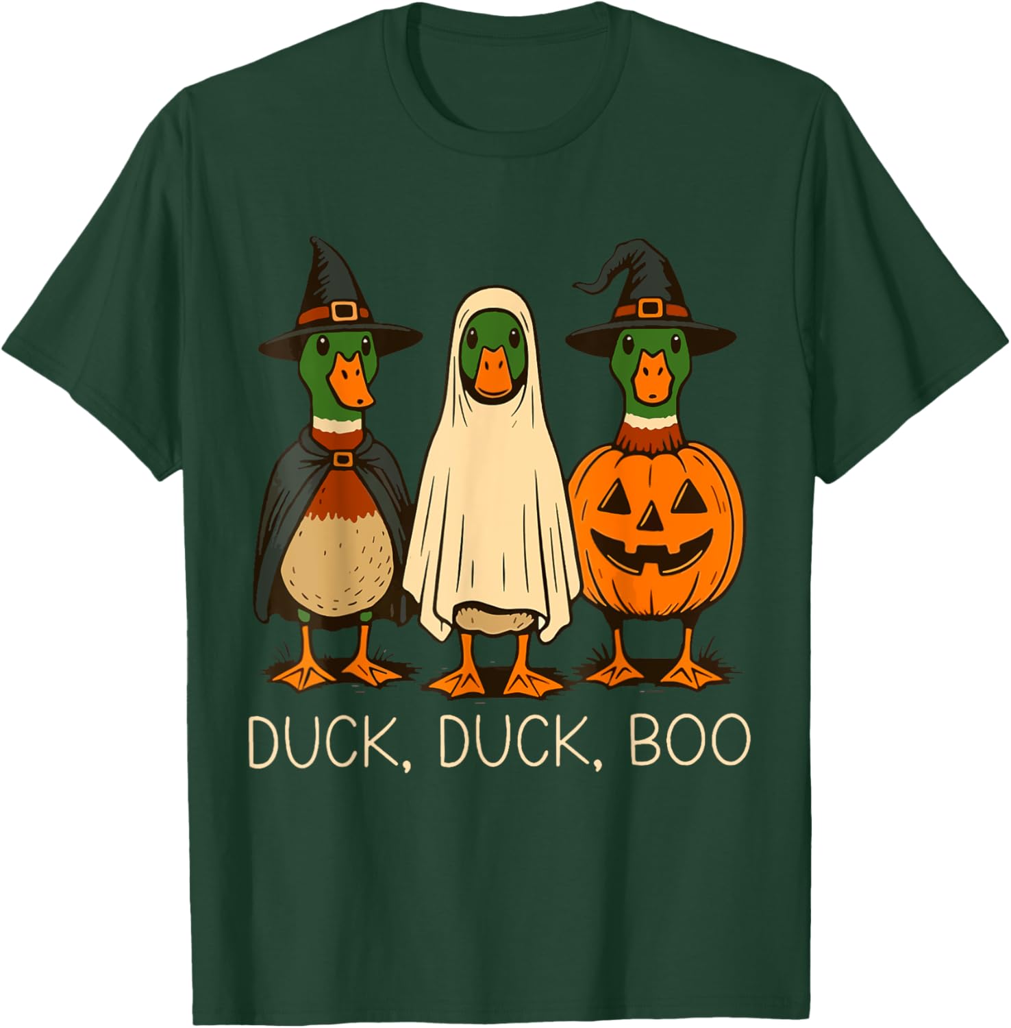 Cute Duck Duck Boo Halloween Pumpkin T-Shirt for Fall Fun - 16