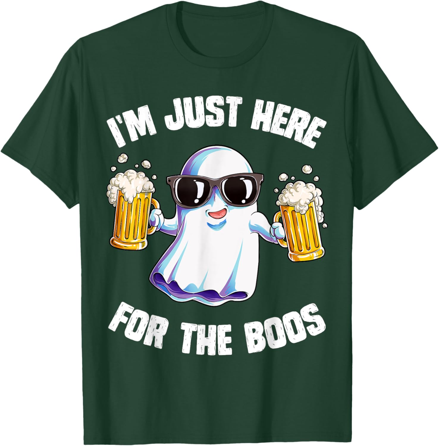 Funny Halloween Ghost T-Shirt for Men and Women I'm Just Here For The Boos - 11