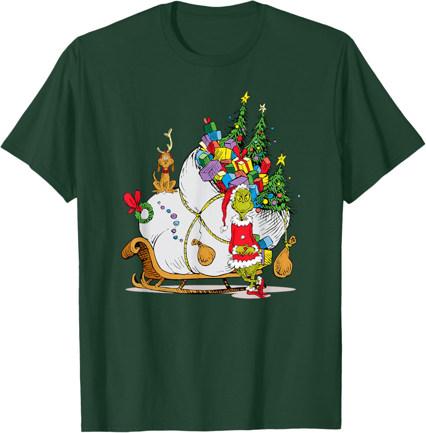 Dr. Seuss Grinch Sleigh T-Shirt - Fun Christmas Apparel for Everyone - 13