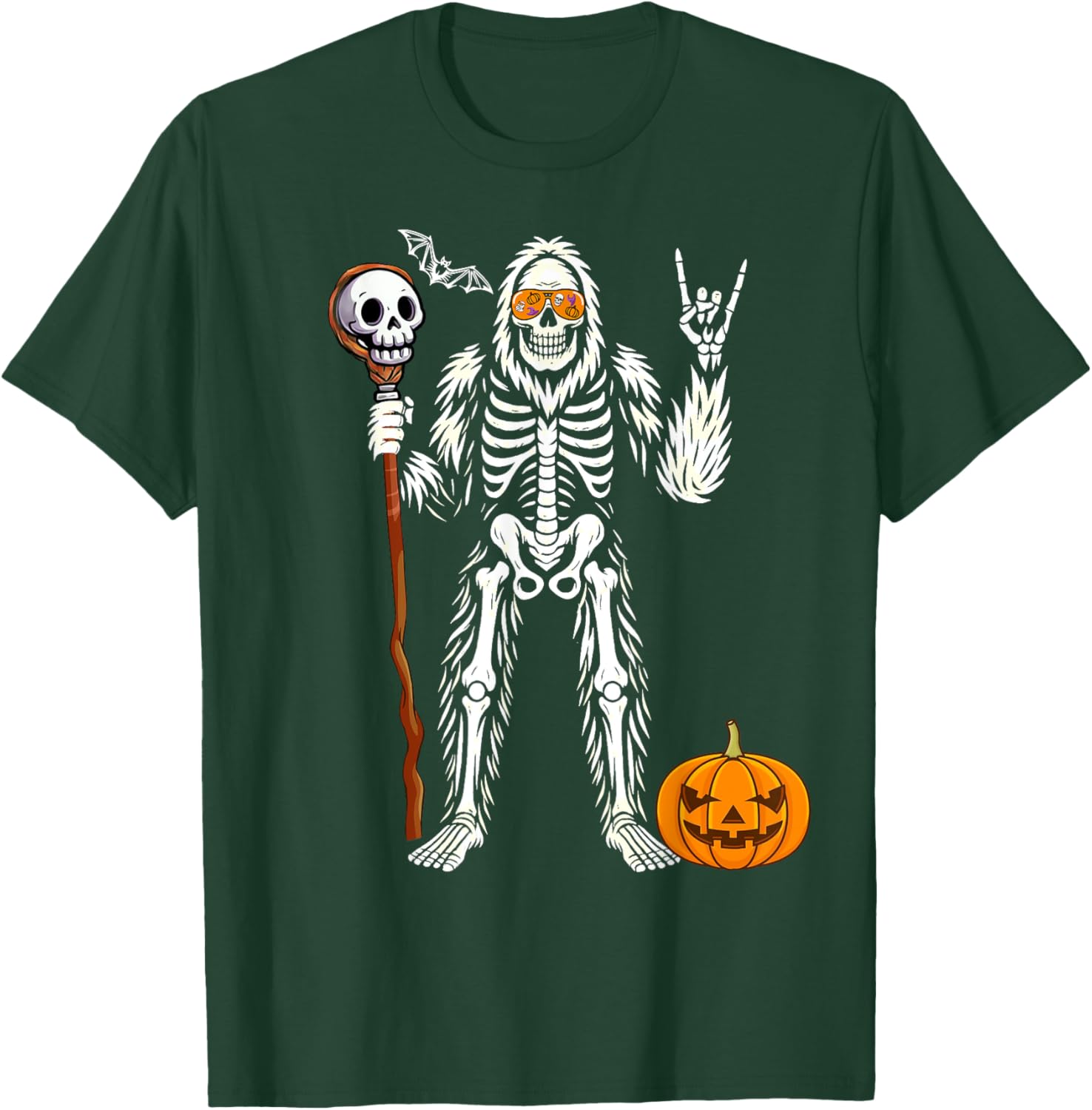 Halloween Skeleton Bigfoot Pumpkin Skull T-Shirt for Men and Boys - 5