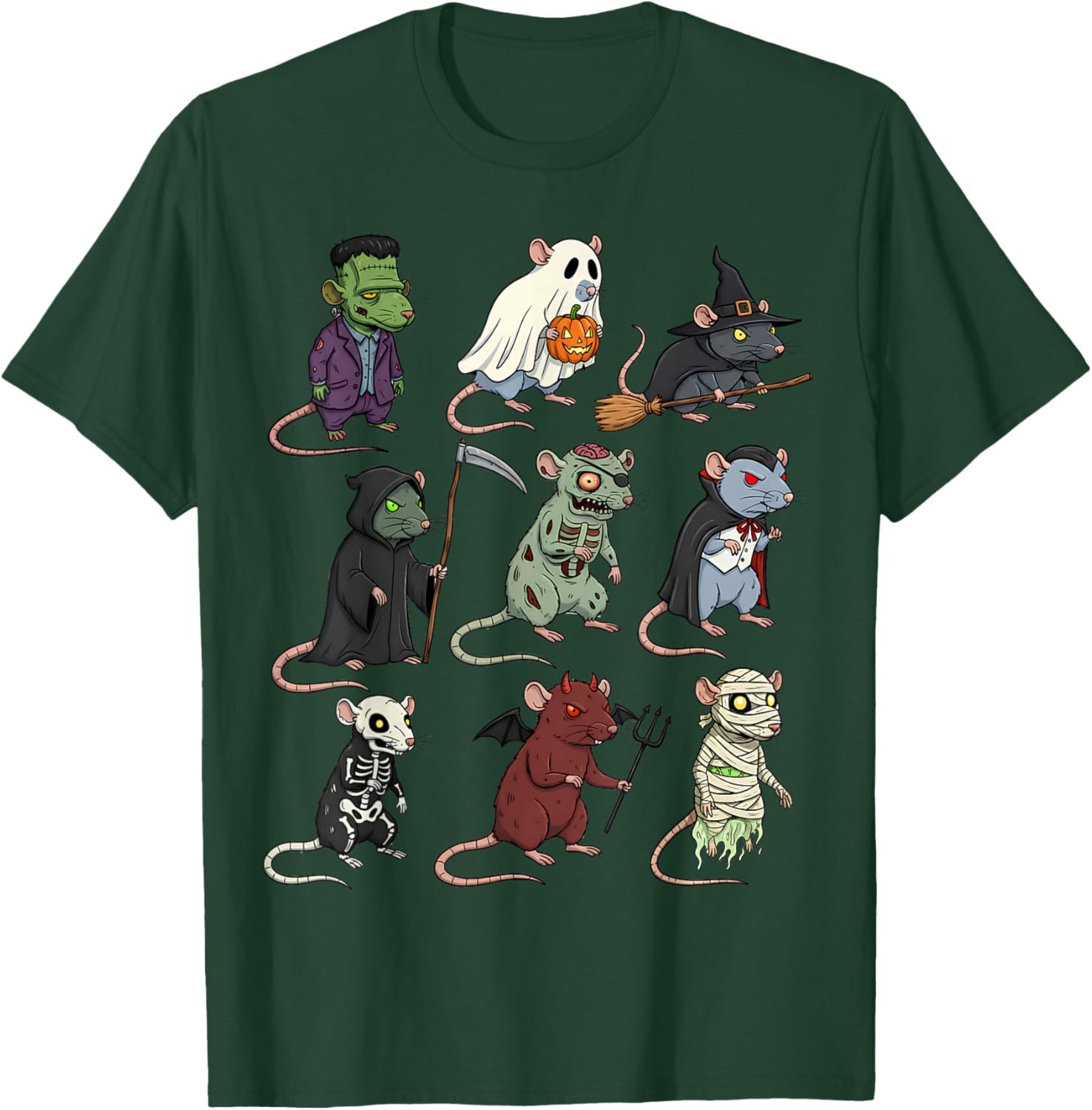 Spooky Witch Zombie Rat Halloween T-Shirt for Boys and Girls - 17