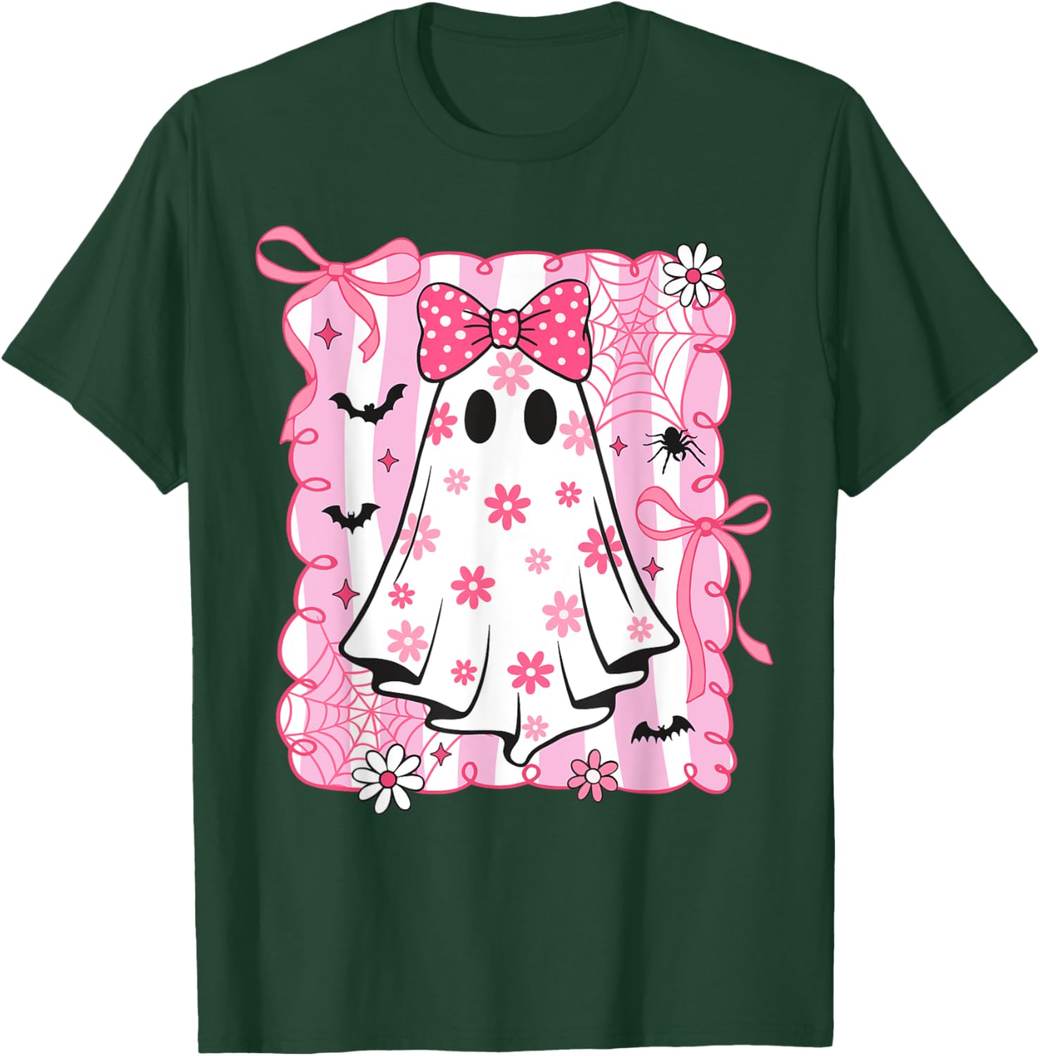 Spooky Vibes Pink Ghost T-Shirt for Women and Kids - Perfect Halloween Style - 22