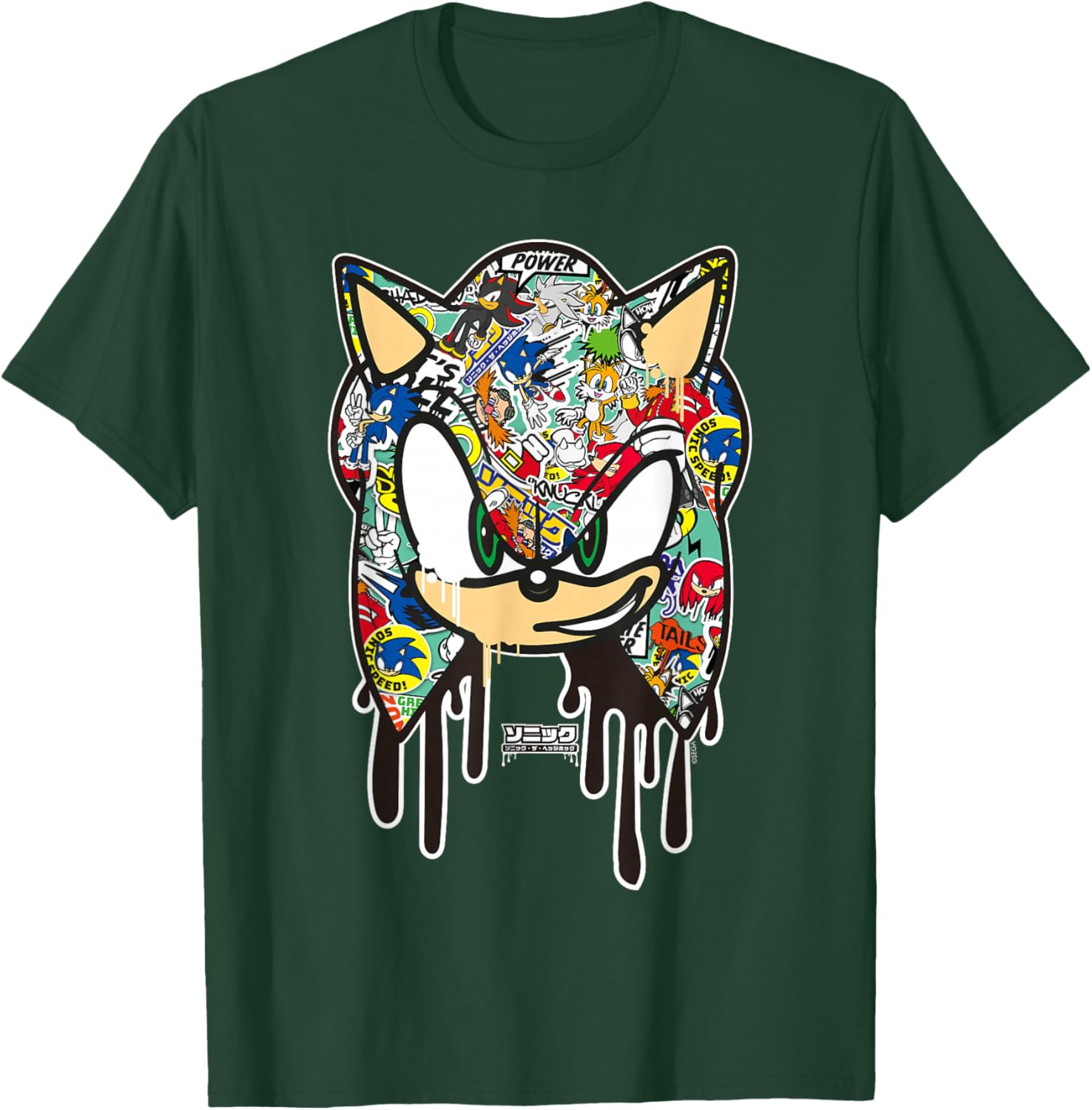Sonic the Hedgehog Sticker T-Shirt for Fans of Cool Cartoon Style - 19