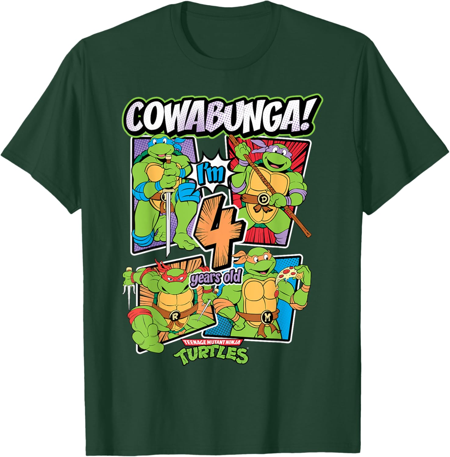 Cowabunga I'm 4 Years Old TMNT T-Shirt for Kids - Fun Ninja Turtles Apparel - 4