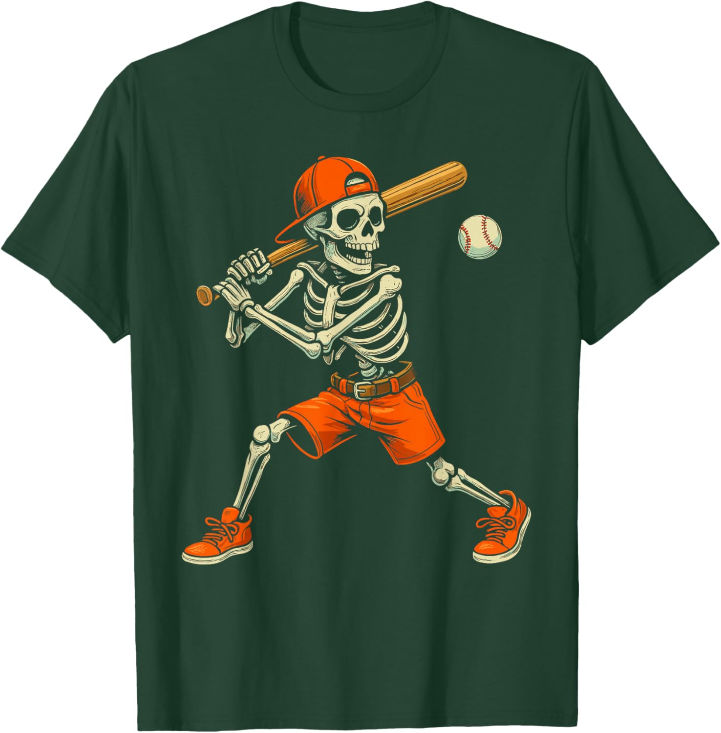 Funny Skeleton Baseball Halloween Costume T-Shirt for Kids and Men - 3
