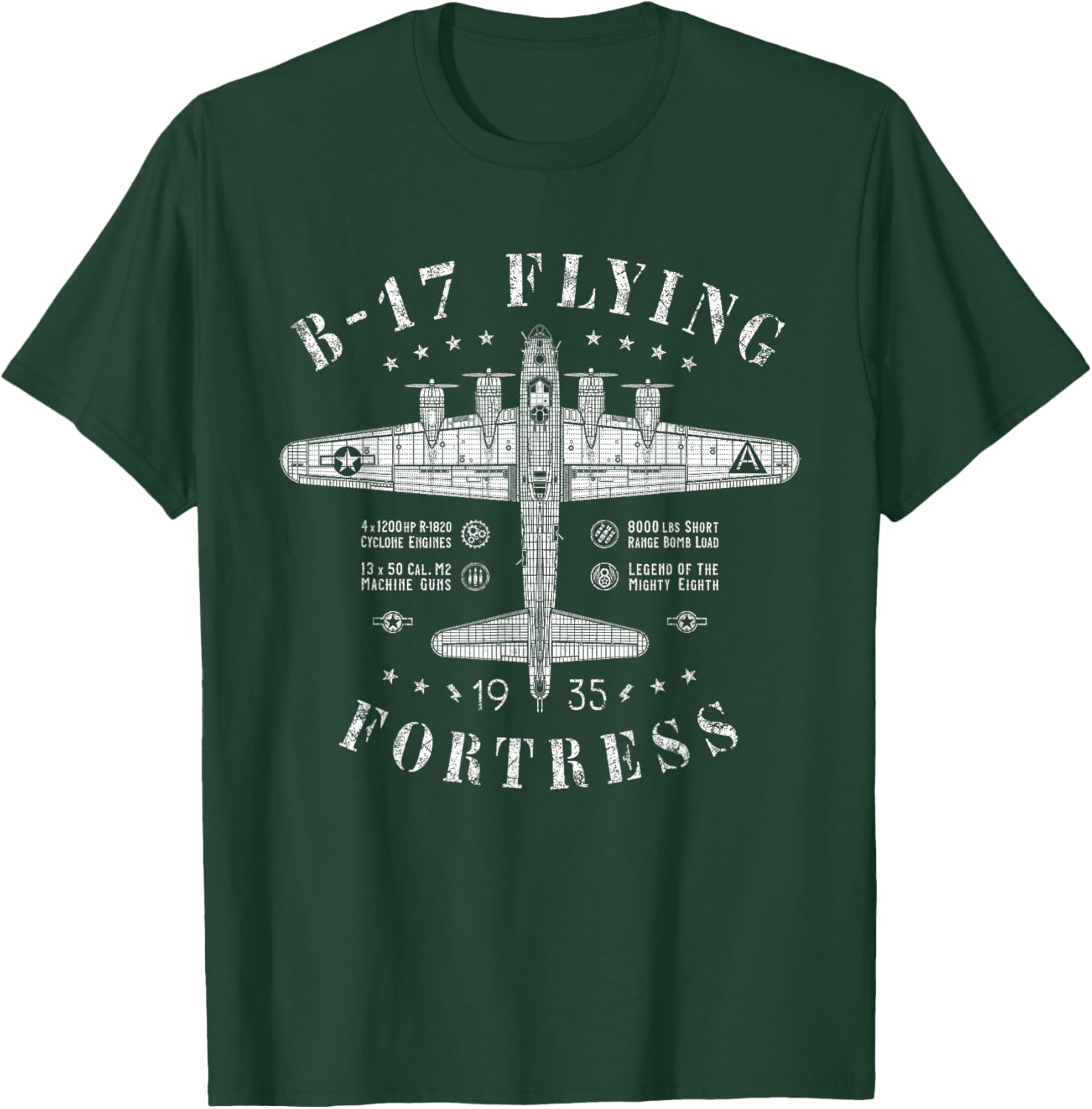 Vintage B-17 Flying Fortress Bomber T-Shirt for WWII Aircraft Enthusiasts - 2