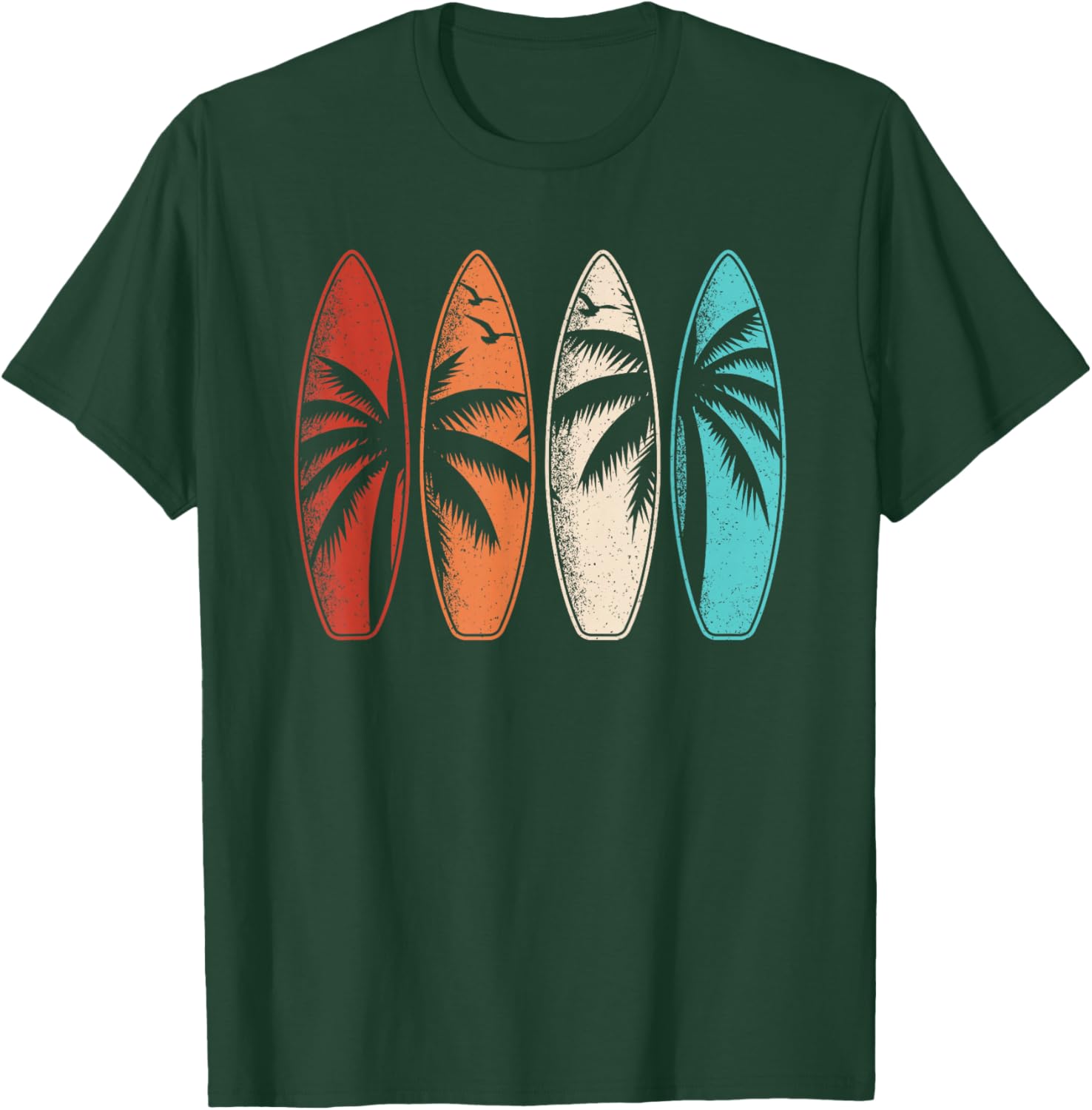 Tropical Hawaii Surfing Palm Tree Retro Surfboard T-Shirt Design - 5