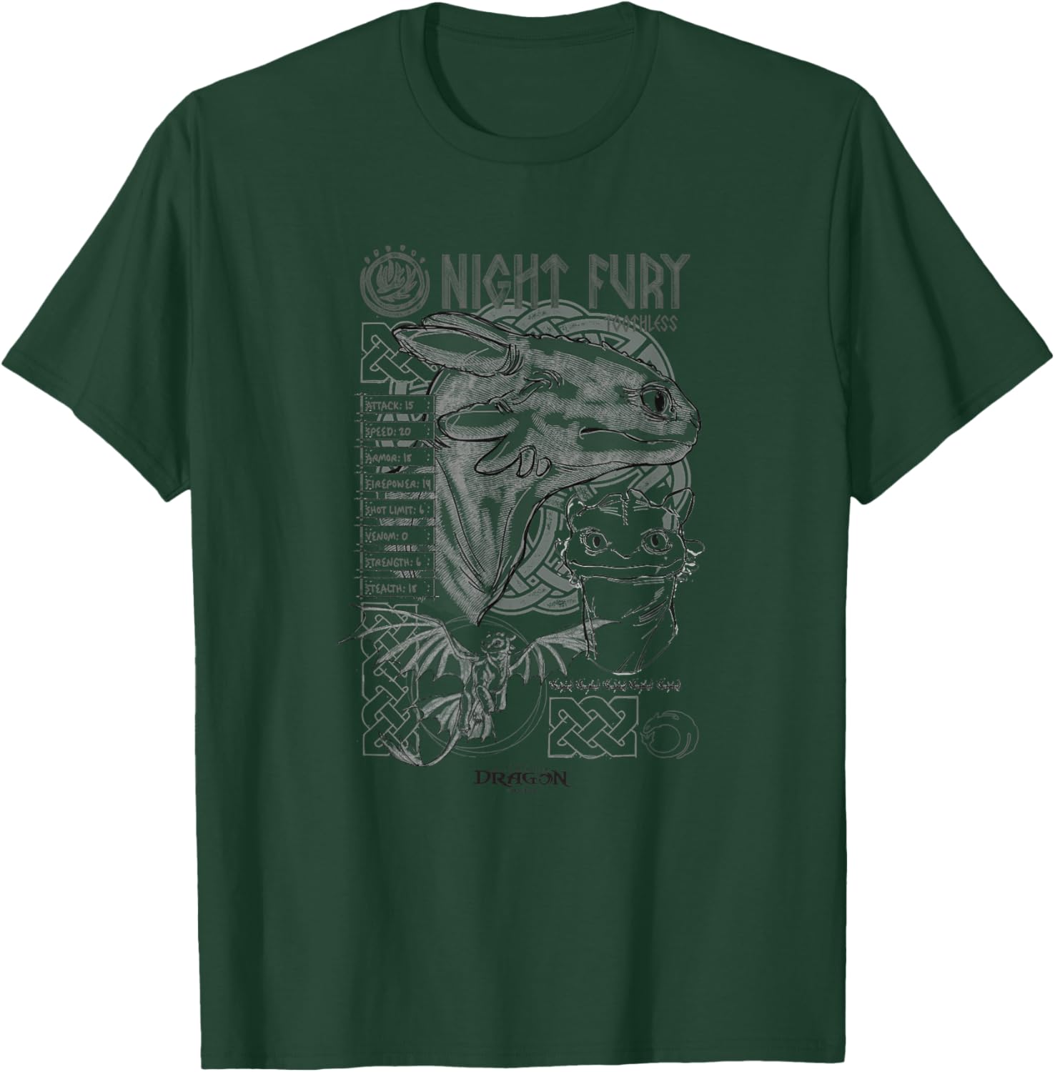 DreamWorks Dragons Toothless Night Fury Sketch T-Shirt for Fans - 2