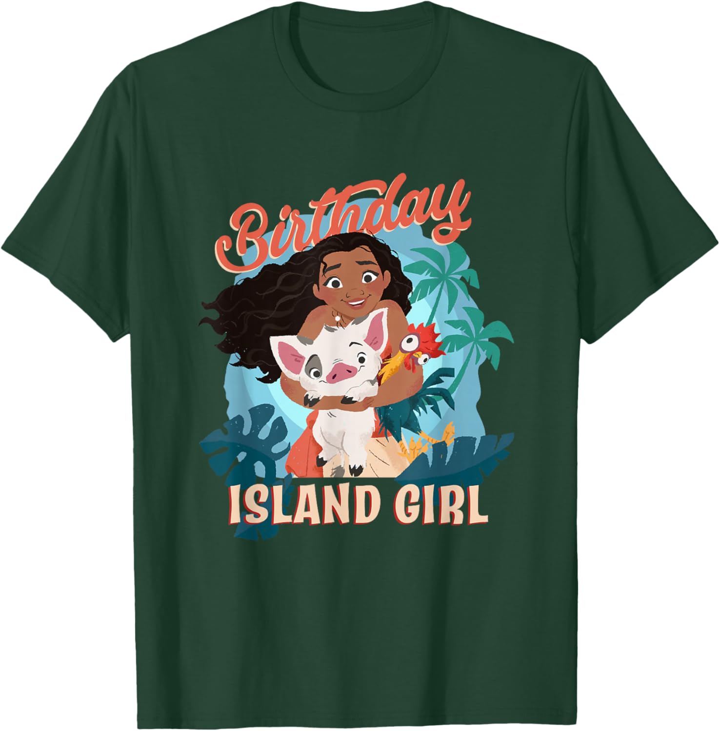 Disney Moana Island Girl T-Shirt with Pua and Hei Hei Big Logo - 9