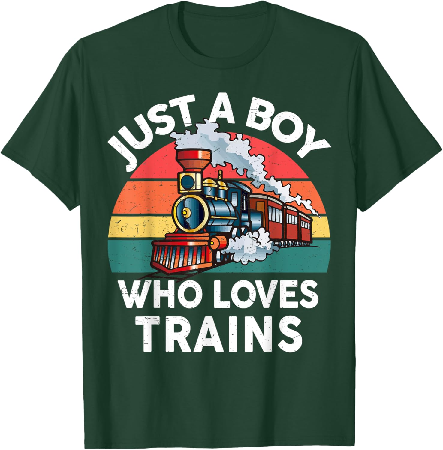 Funny Kids Train Lover T-Shirt Just A Boy Who Loves Trains Graphic Tee - 14