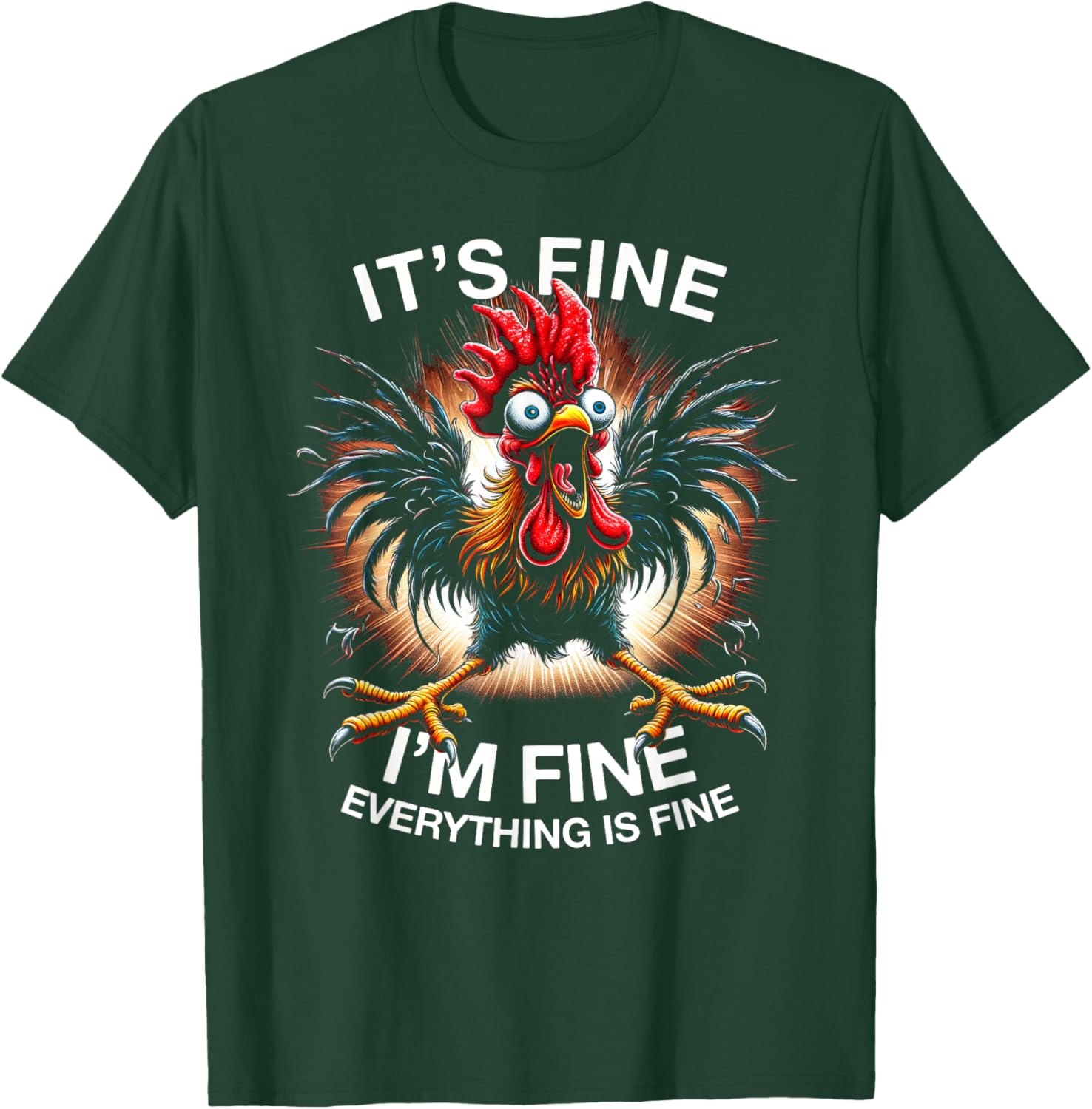 Funny Chicken Graphic Tee It's Fine I'm Fine Quirky T-Shirt for Everyone - 2