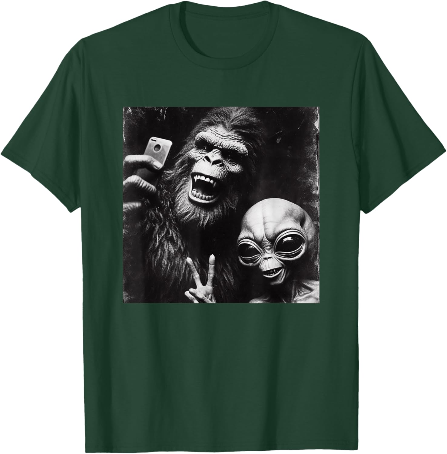 Funny Retro Bigfoot Alien Selfie T-Shirt for Unique Style Lovers - 11