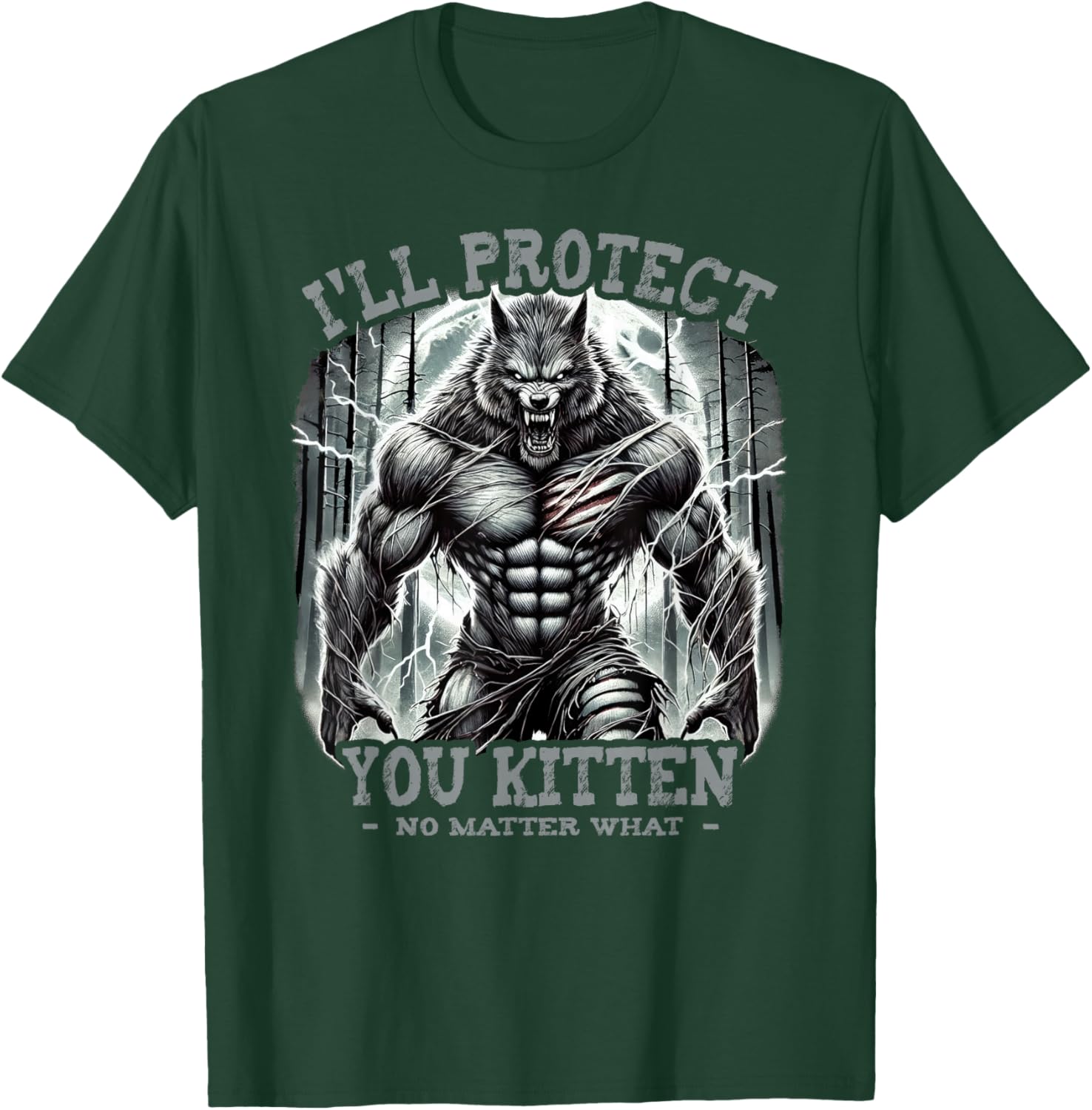 Funny Graphic Tee I'll Protect You Kitten Alpha Wolf T-Shirt for Pet Lovers - 13