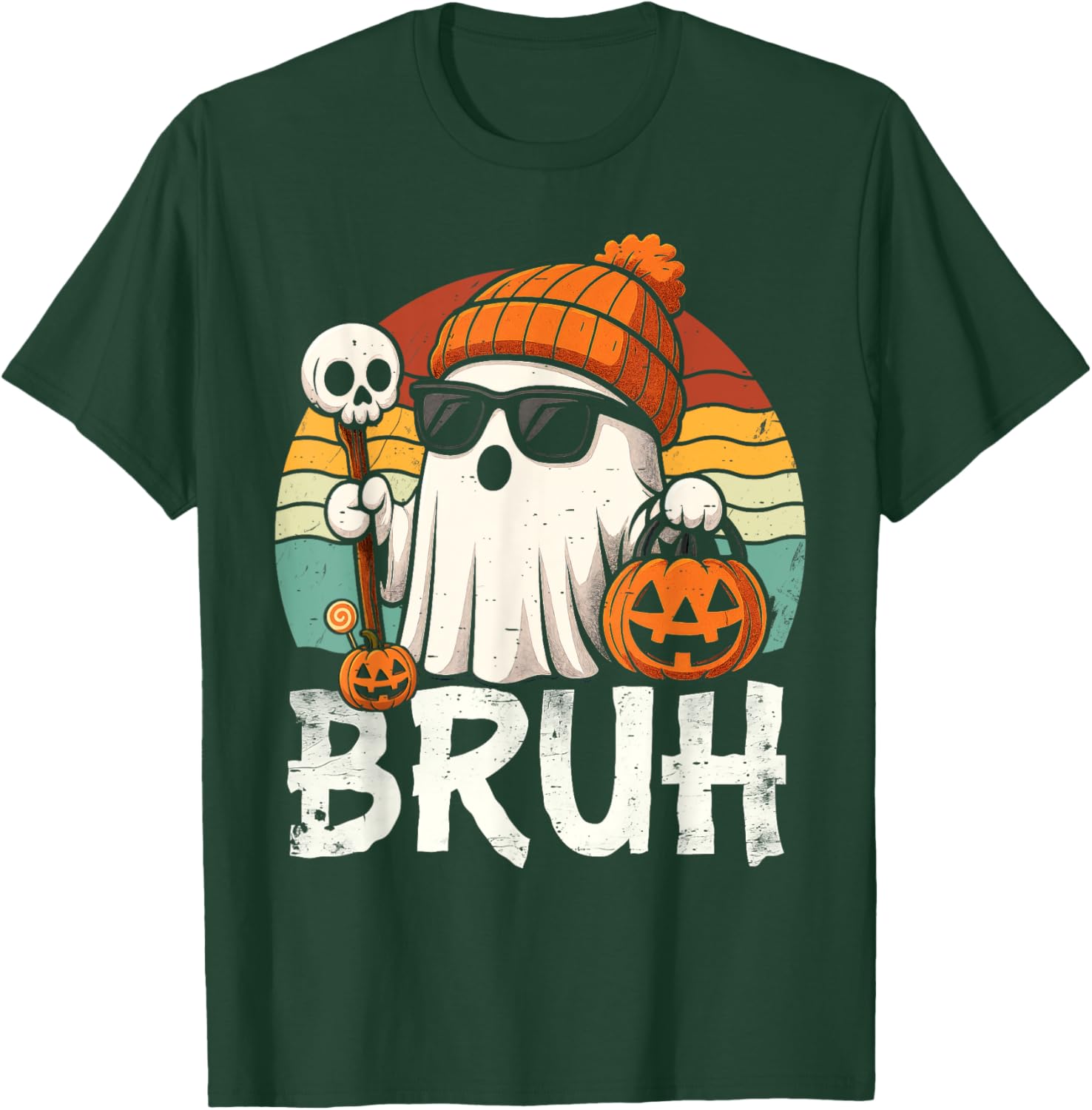 Cute Bruh Ghost Trick or Treat Kids T-Shirt for Halloween Fun - 6