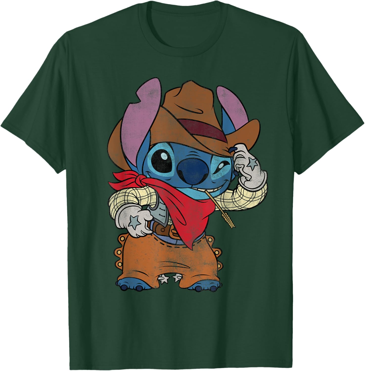 Disney Stitch Cowboy Costume T-Shirt Vintage Western Style Apparel - 13