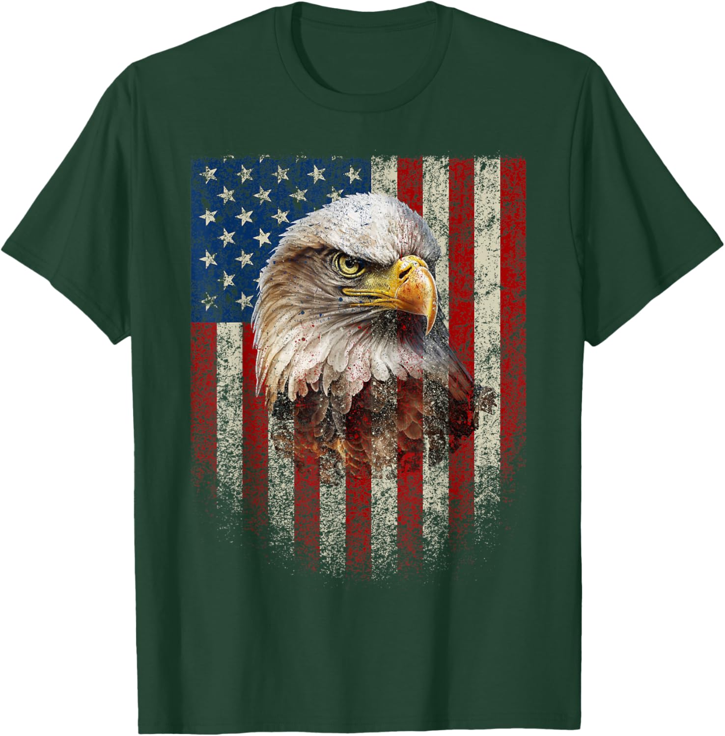American Flag Bald Eagle T-Shirt Patriotic Red White Blue Apparel - 28