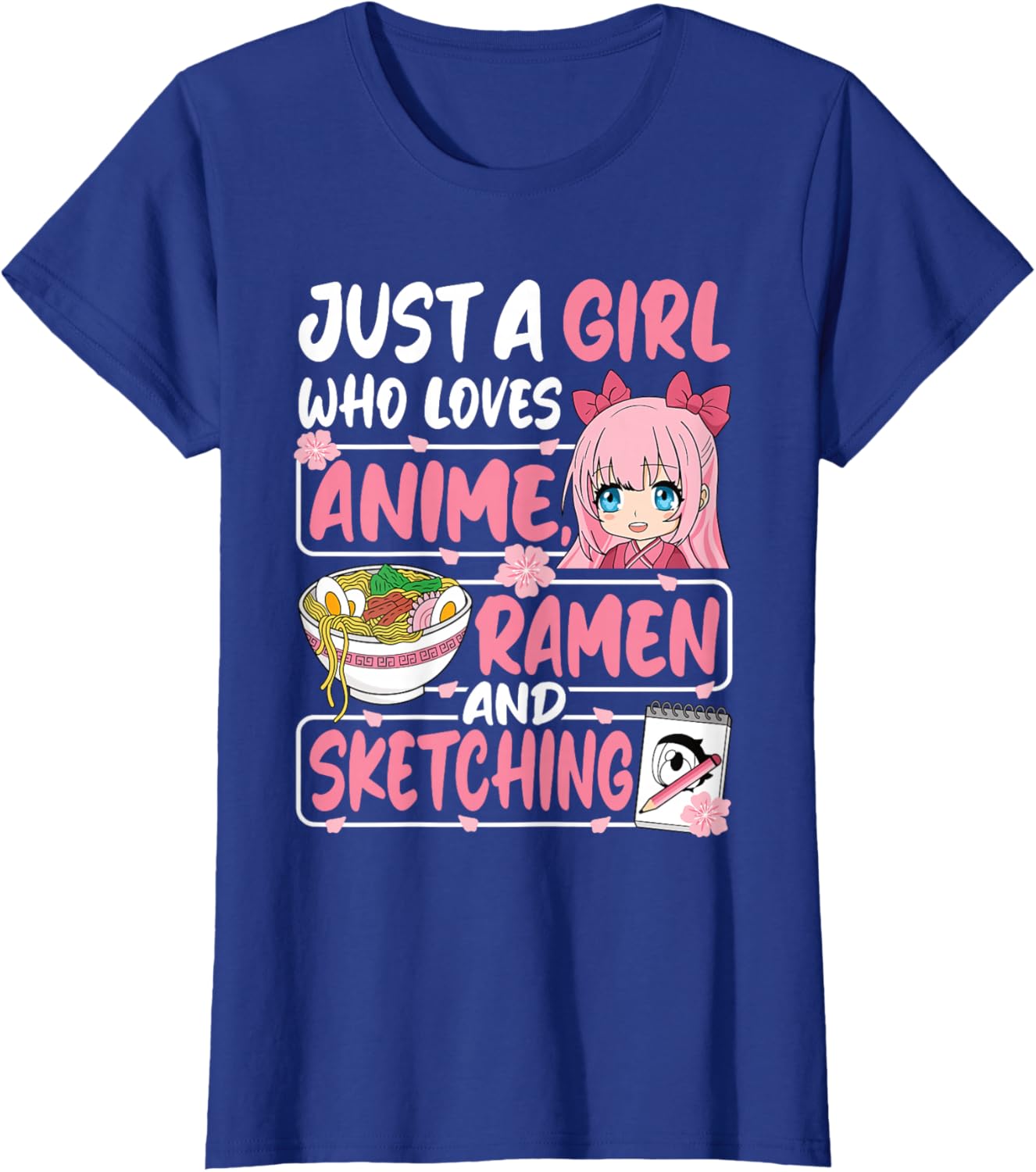 Cute Anime Ramen Sketching T-Shirt for Girls Who Love Japan Culture - 3