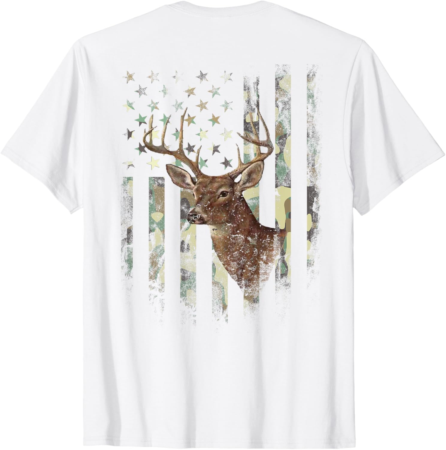 American Flag Deer Hunting Camo T-Shirt for Men, Women, and Kids - 1