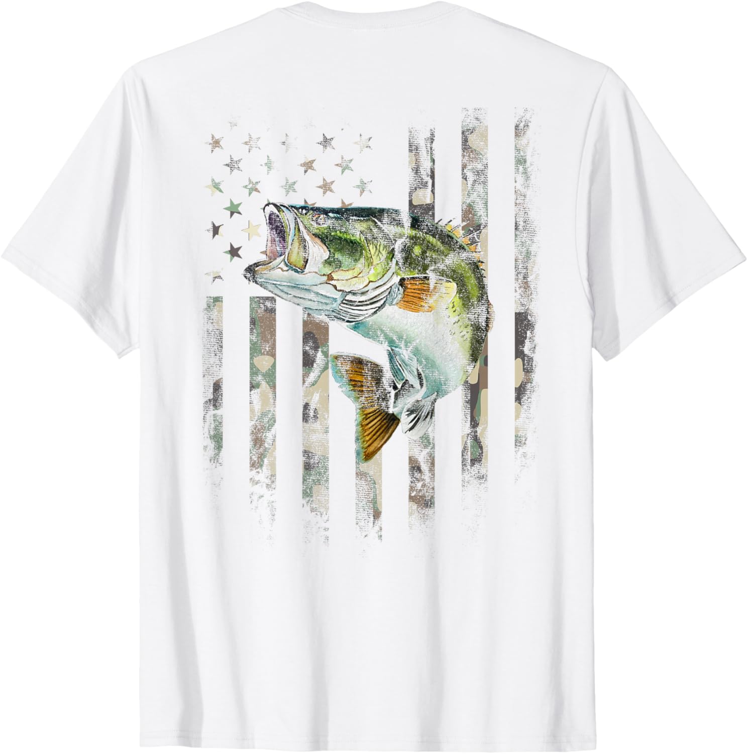 American Flag Camo Bass Fishing T-Shirt for Outdoor Enthusiasts - 20