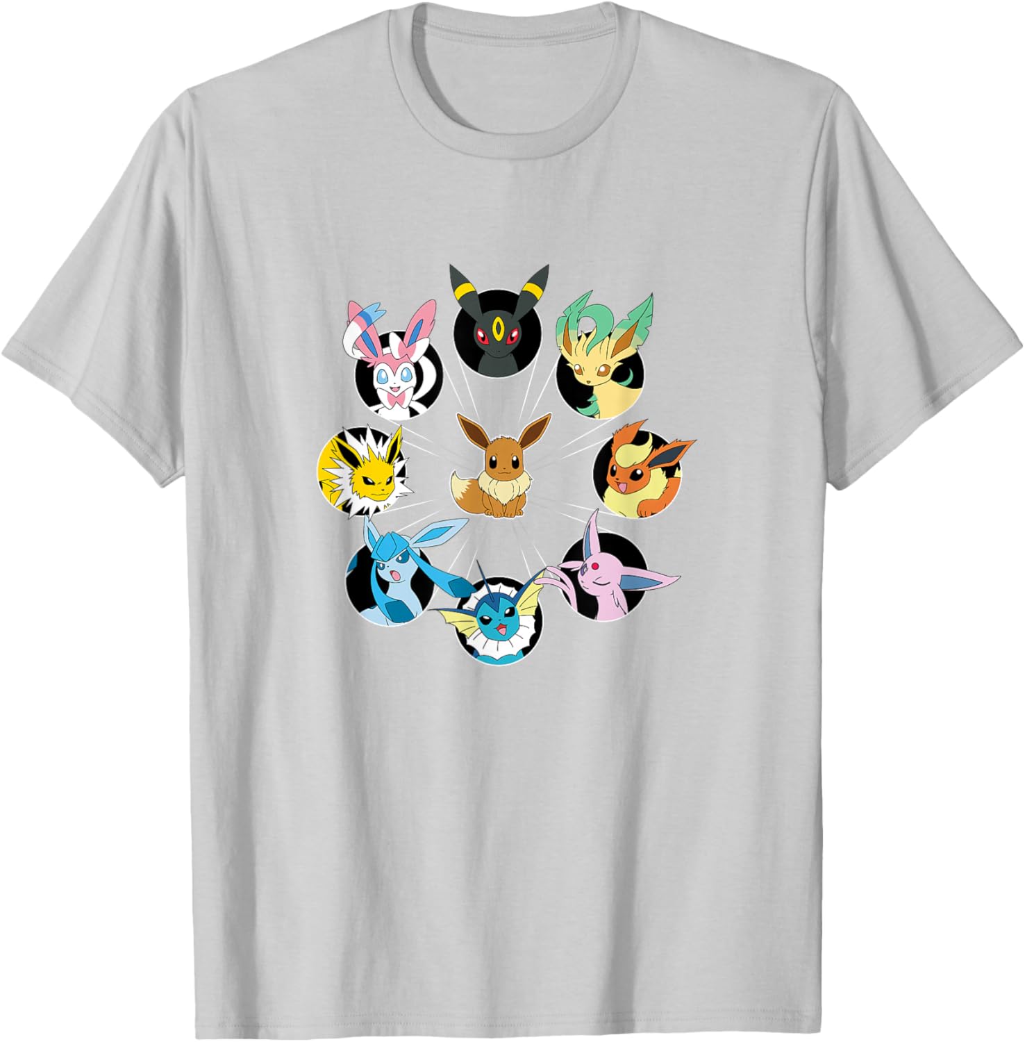 Eevee Evolution Circle T-Shirt for Pokémon Fans - Stylish Casual Wear - 8