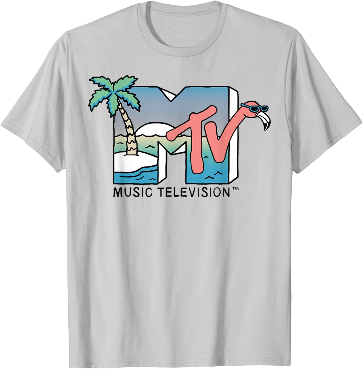 Vintage MTV Beach Island Flamingo Graphic T-Shirt for Casual Style - 6