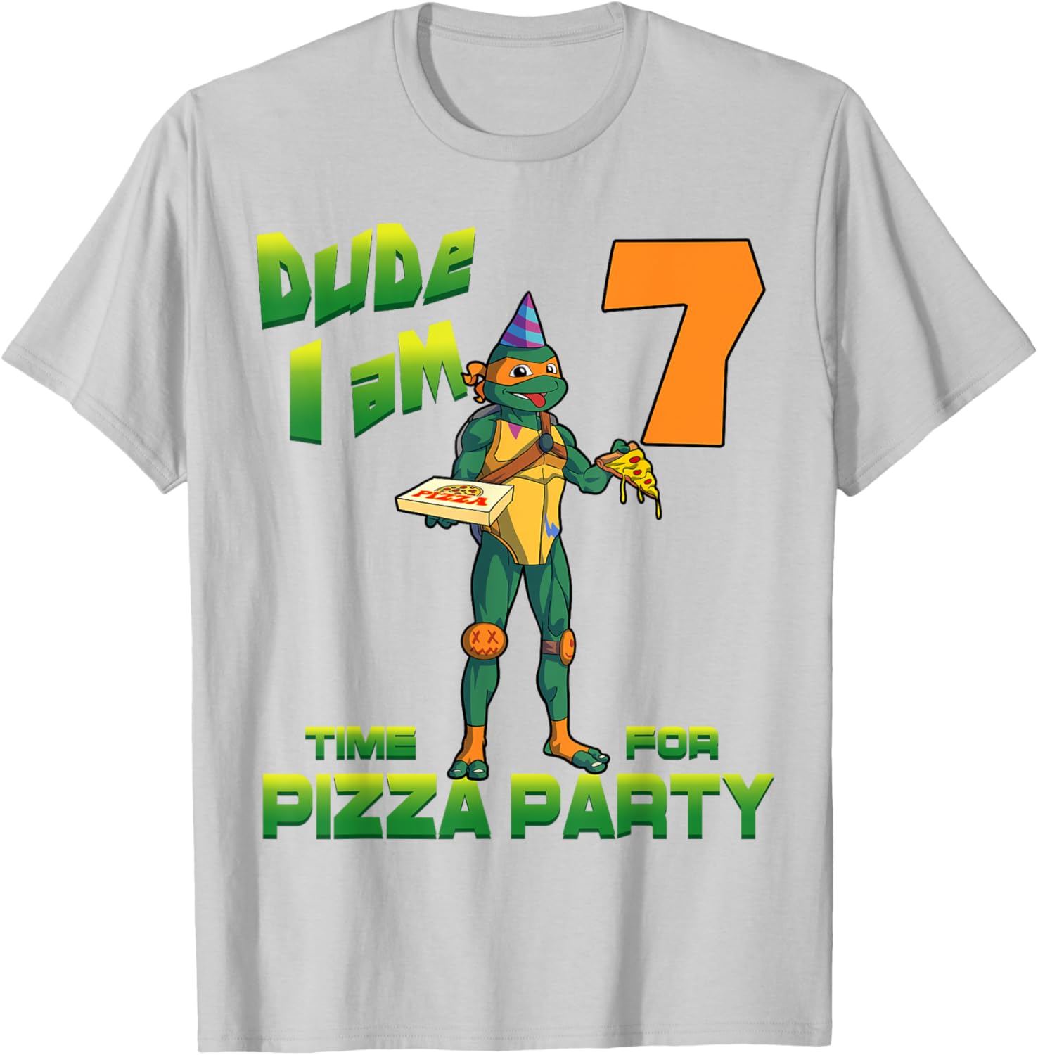 Mademark TMNT Michelangelo Pizza Party T-Shirt for 7 Year Olds - 3