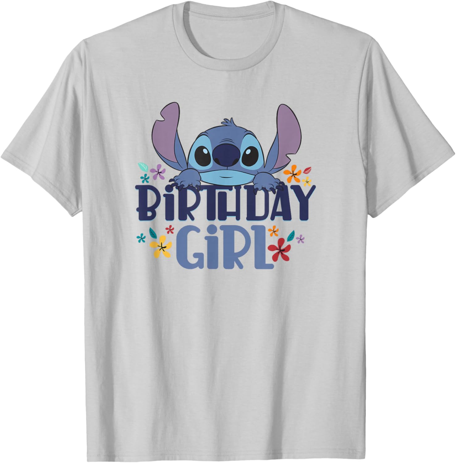 Disney Lilo & Stitch Birthday Girl Retro Floral Logo T-Shirt for Kids - 1