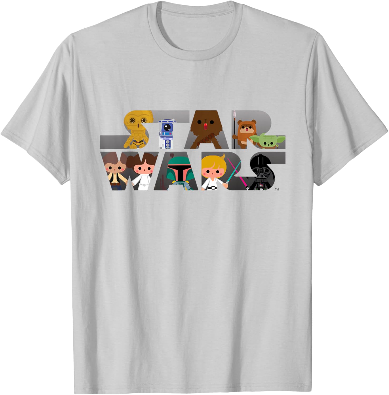 Kawaii Star Wars Multi-Character T-Shirt for Fans of All Ages - 18