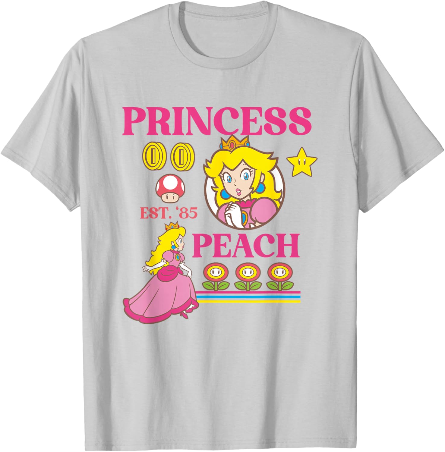 Super Mario Fire Flower Princess Peach Power Up T-Shirt for Gamers - 11