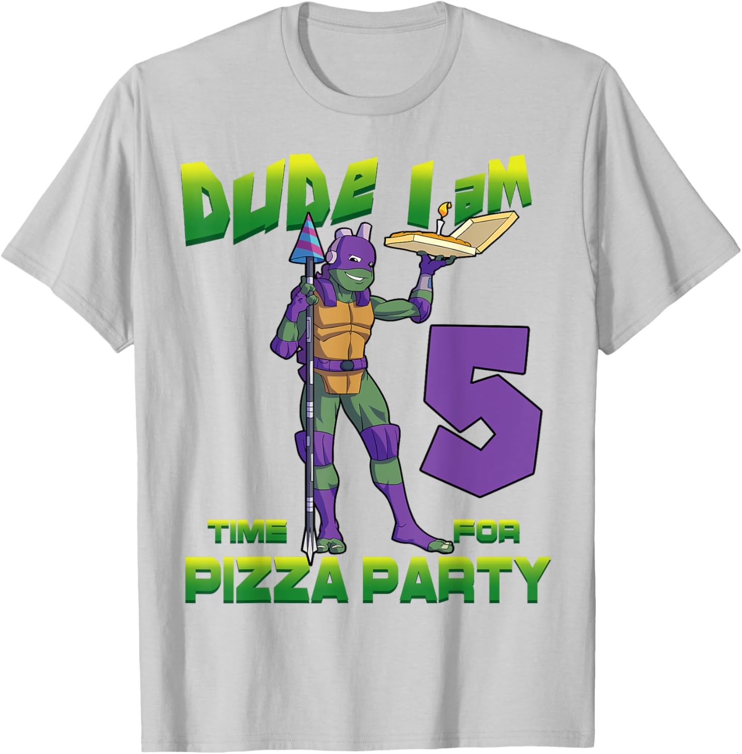 Mademark x TMNT Donnie Pizza Birthday T-Shirt for 5 Year Olds - 13