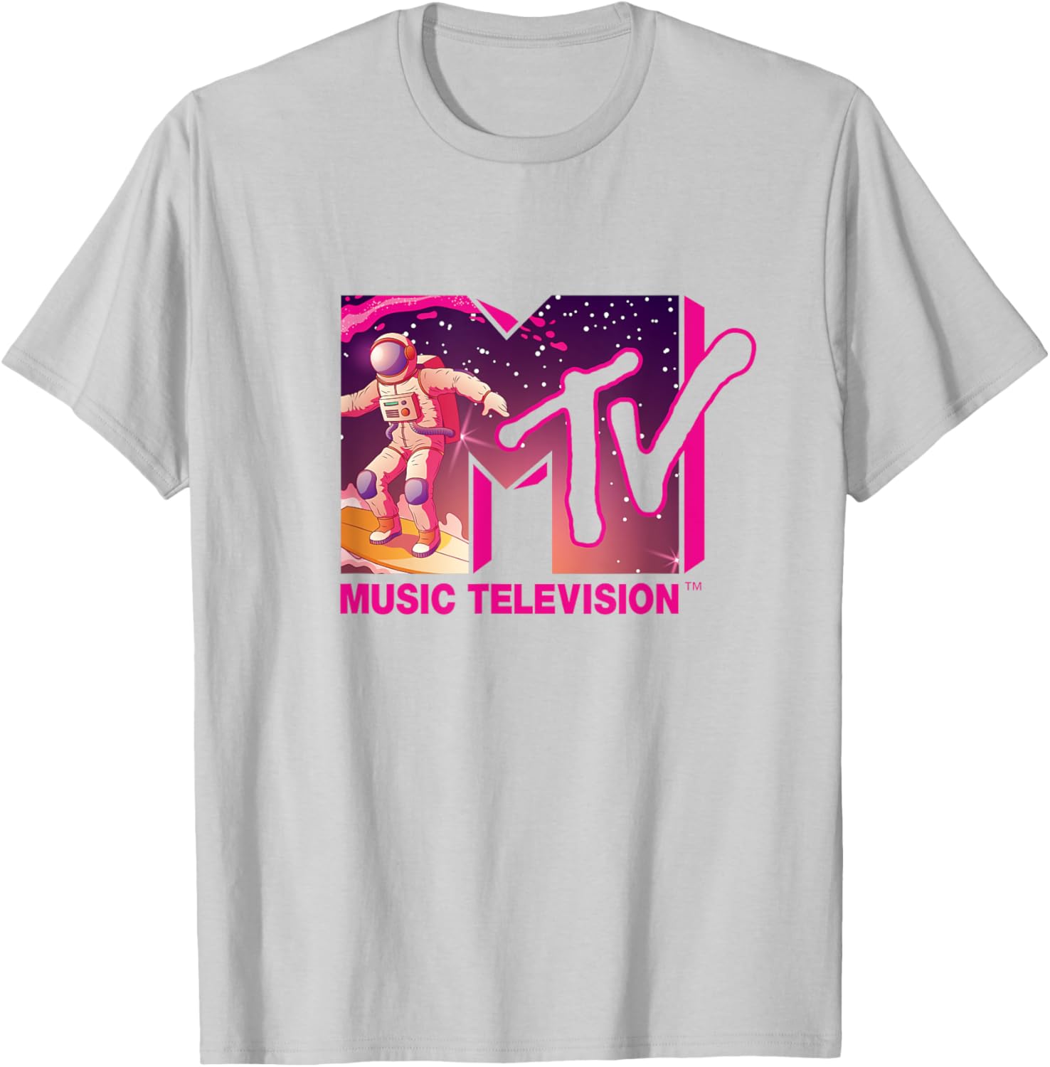 Mademark x MTV Surfing Astronaut Space T-Shirt - Official MTV Logo Tee - 10